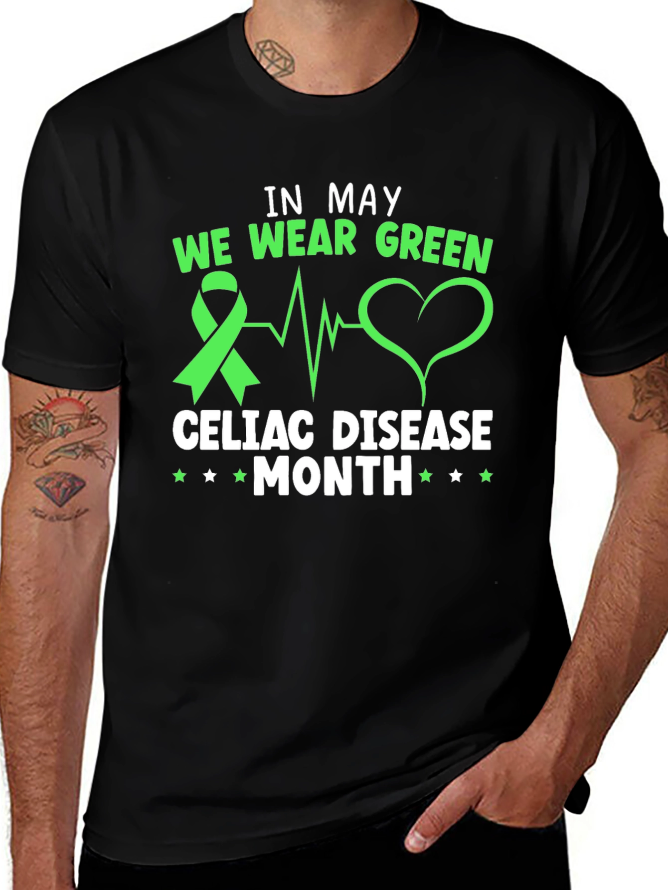 Celiac Disease Awareness Month Green Ribbon T-Shirt