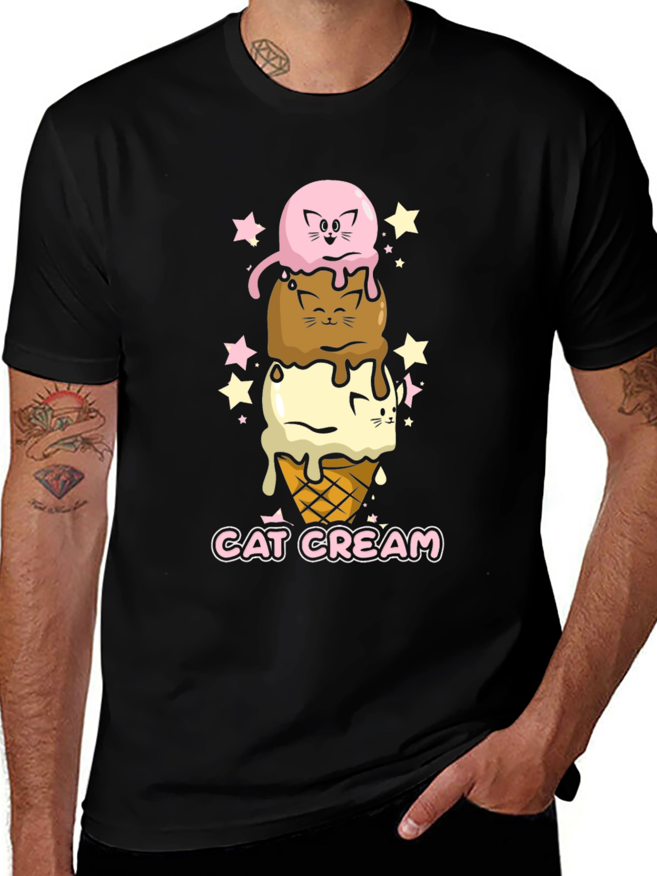 Variant 13 of Cat Cream T-Shirt - Ice Cream Cone with Cats