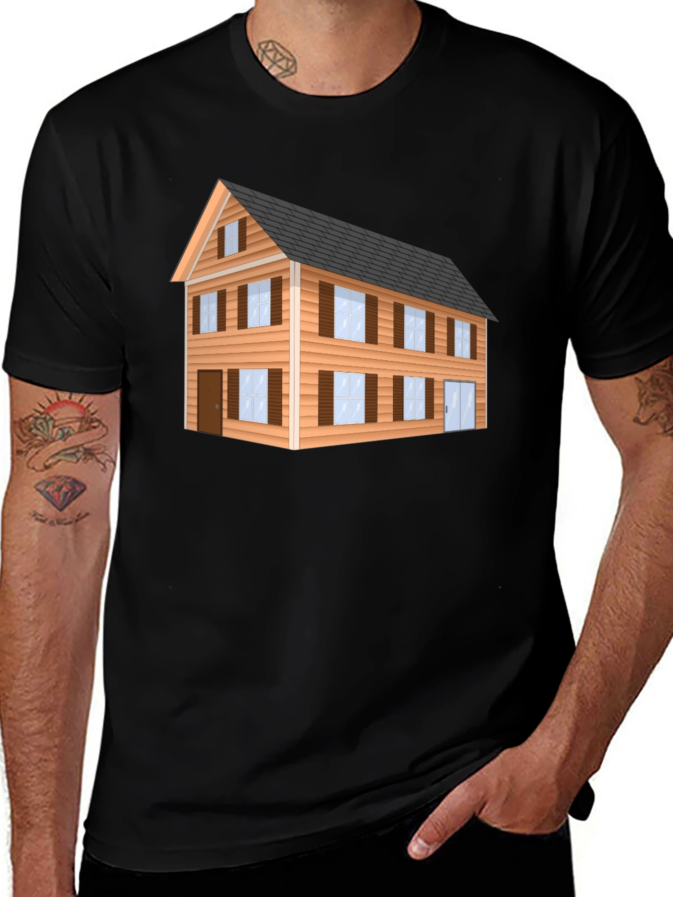 Variant 10 of House Graphic Black T-Shirt