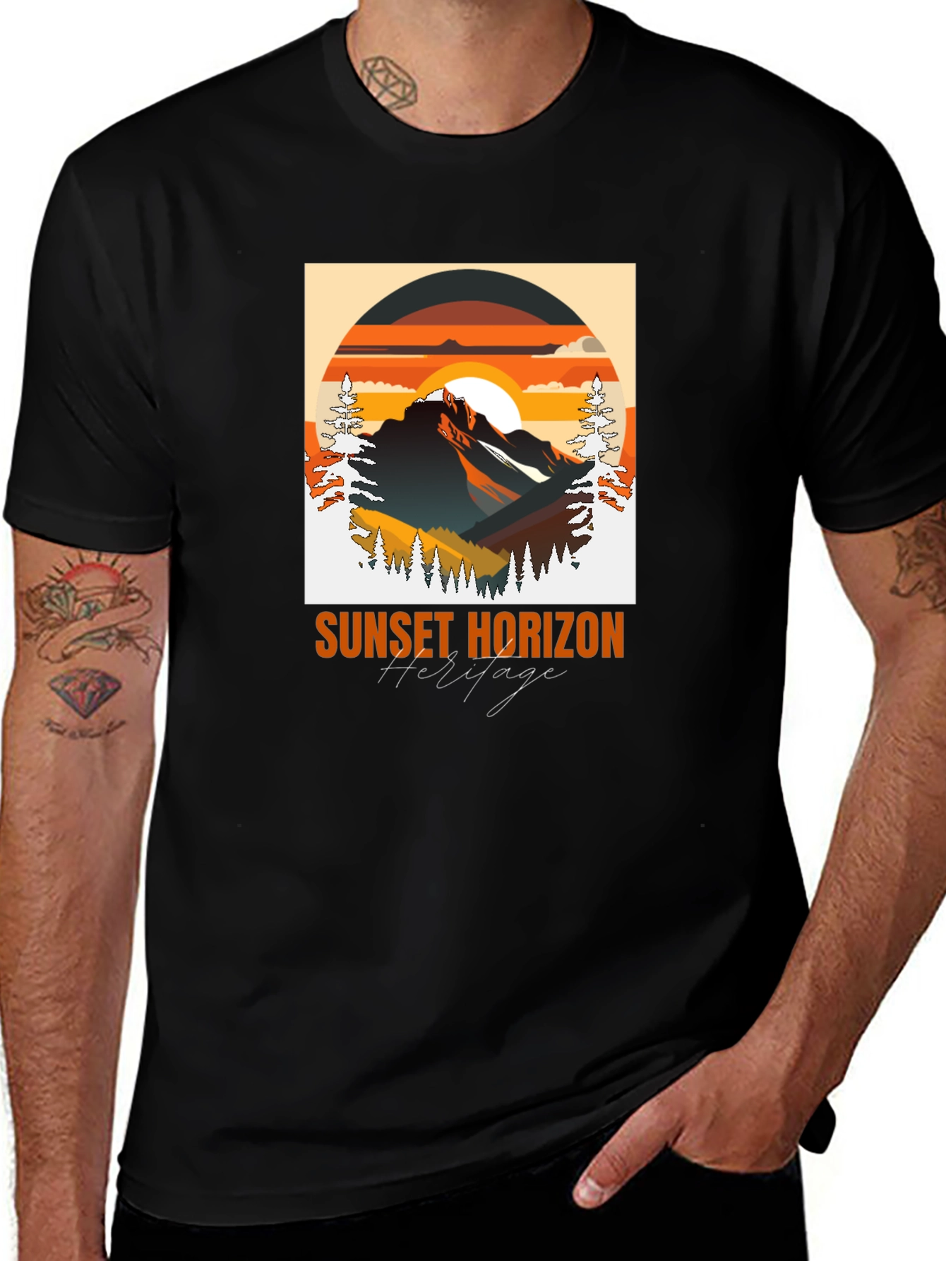 Variant 24 of Sunset Horizon Heritage Black T-Shirt
