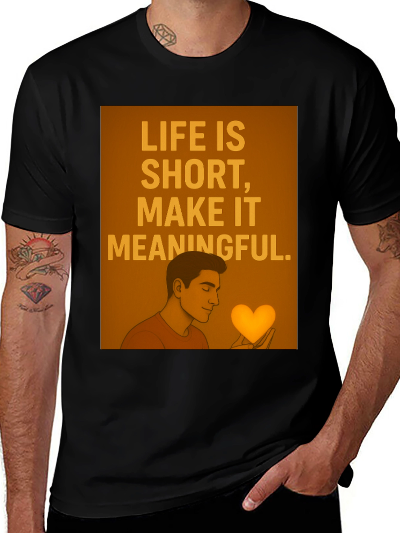 Variant 9 of Meaningful Life Graphic Tee - Stylish Black T-Shirt