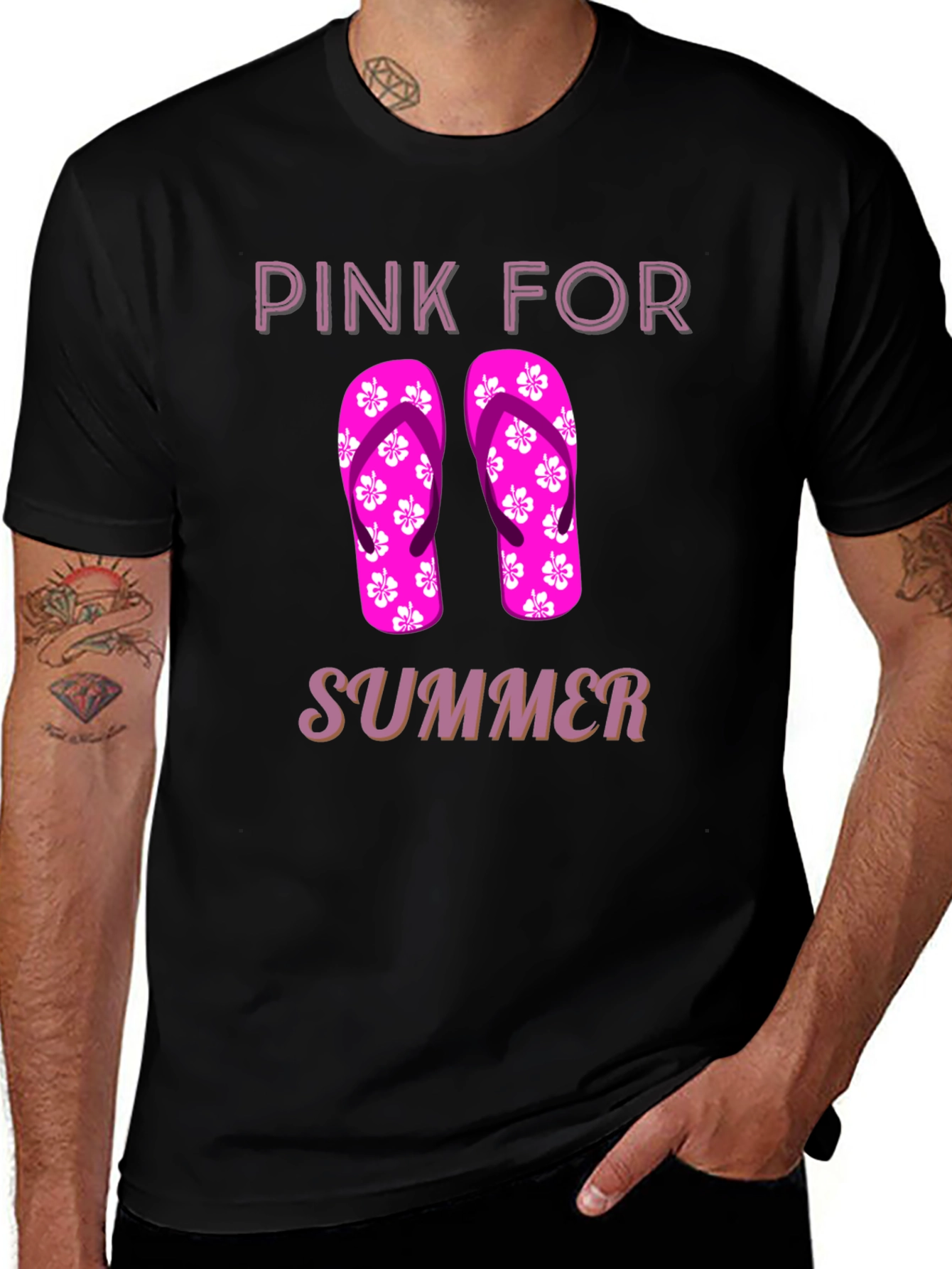 Variant 18 of Pink for Summer T-Shirt with Flip Flop Design