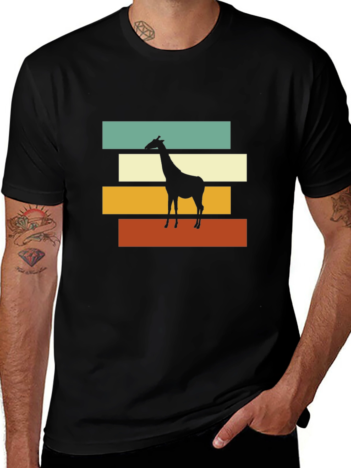 Variant 19 of Retro Giraffe Graphic Tee - Stylish Men's T-Shirt