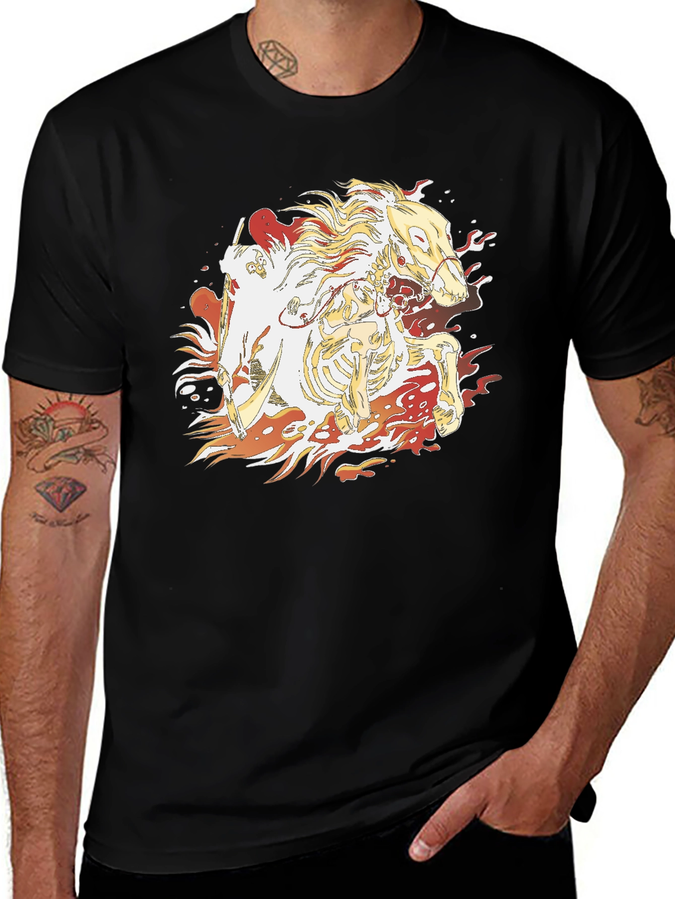 Variant 9 of Fiery Skeleton Horse Graphic T-Shirt