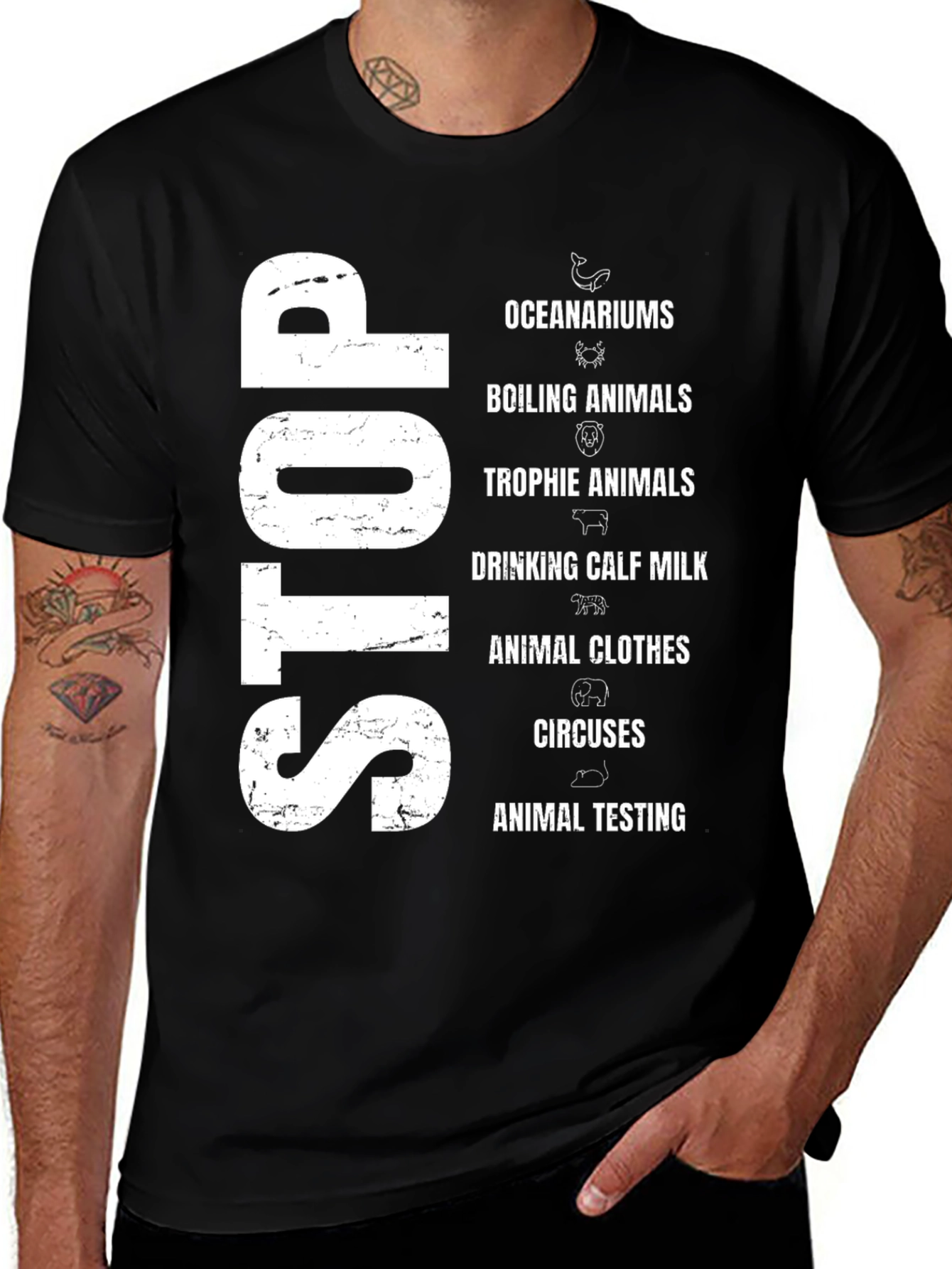Variant 28 of Stop Animal Cruelty Black Graphic T-Shirt