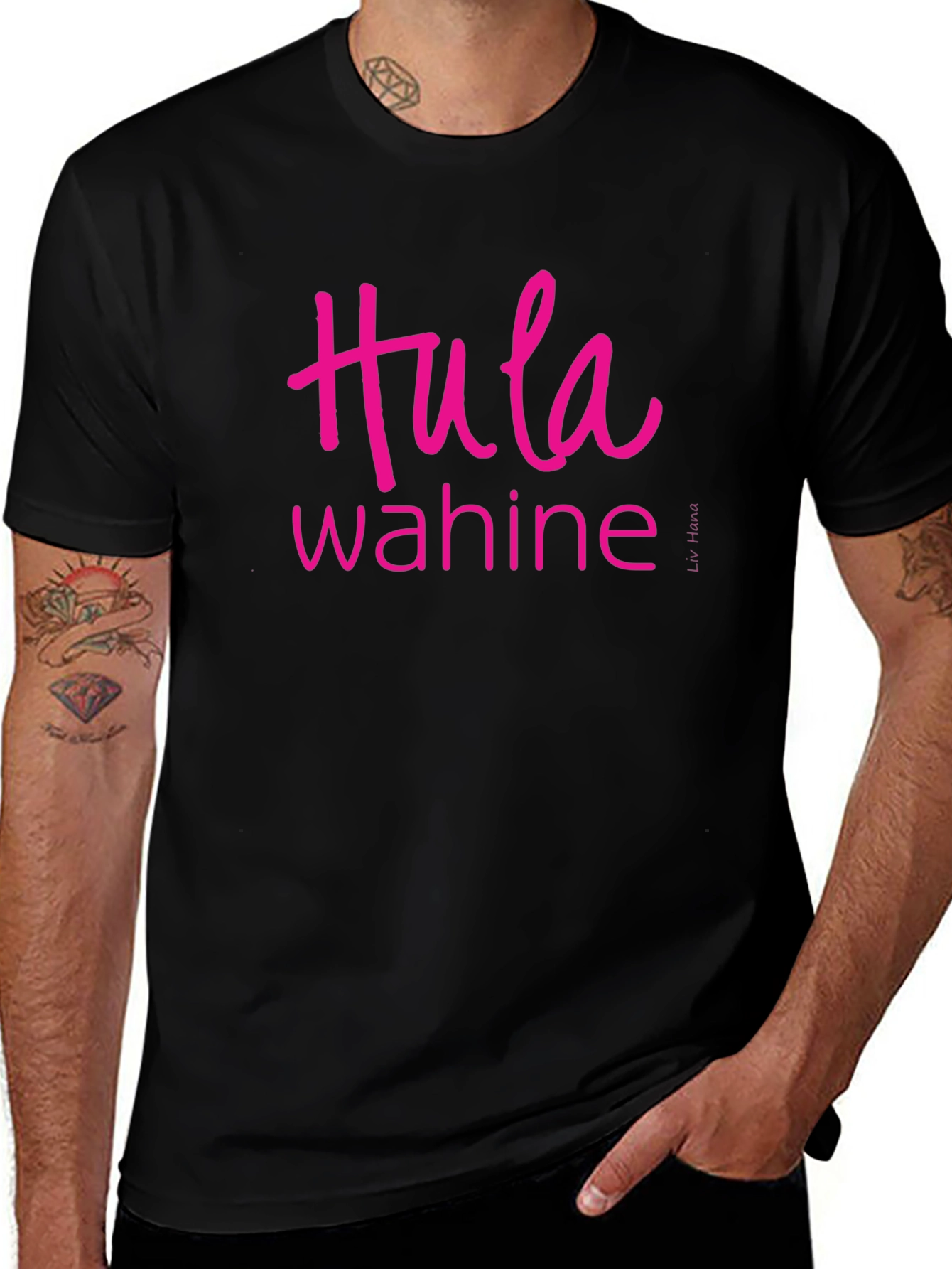 Hula Wahine Graphic Tee - Casual Black T-Shirt