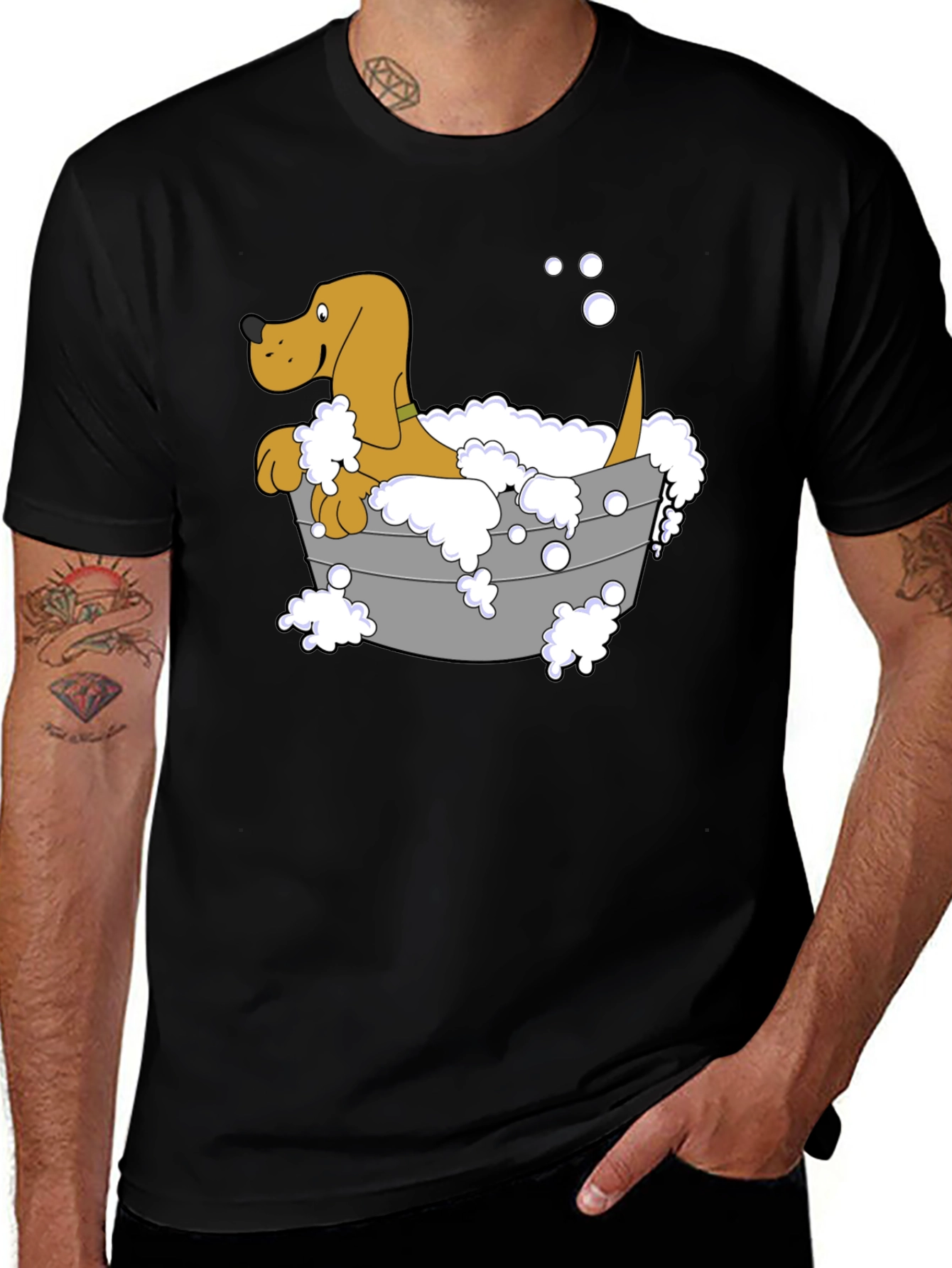 Variant 16 of Dog in Tub T-Shirt - Cartoon Bath Time Fun