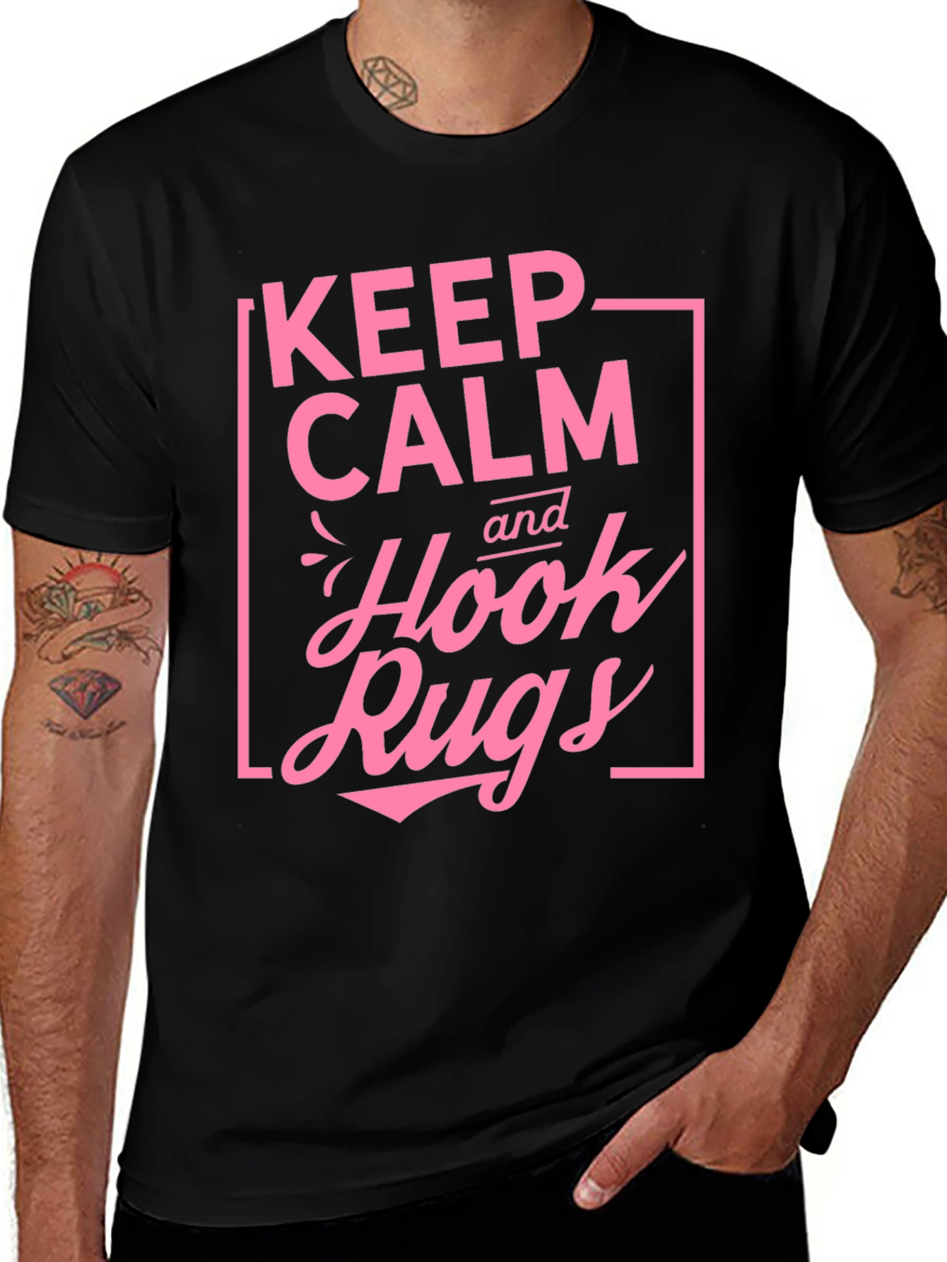 Variant 25 of Keep Calm and Hook Rugs Black T-Shirt