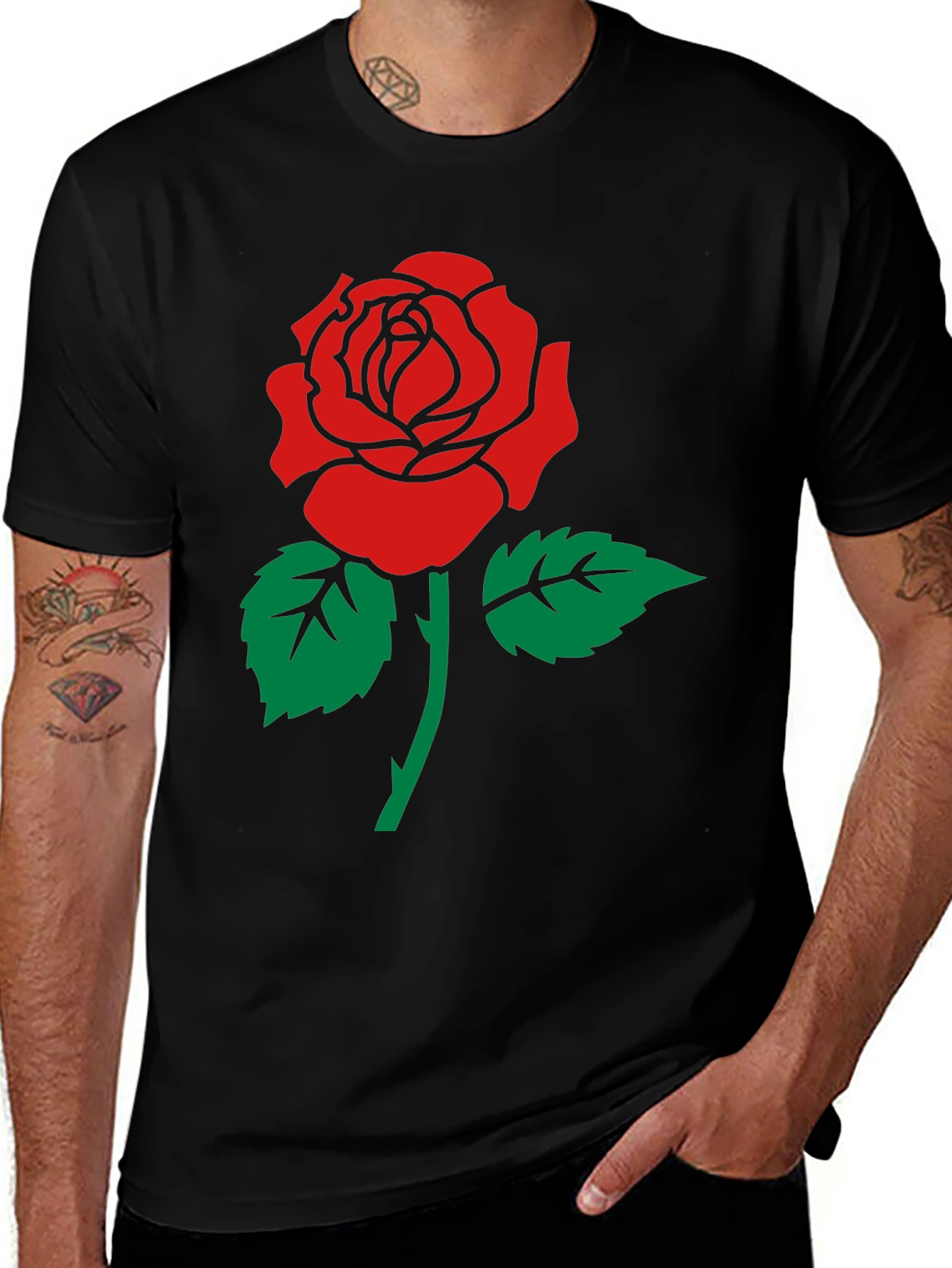 Variant 22 of Rose Graphic Print Crew Neck T-Shirt