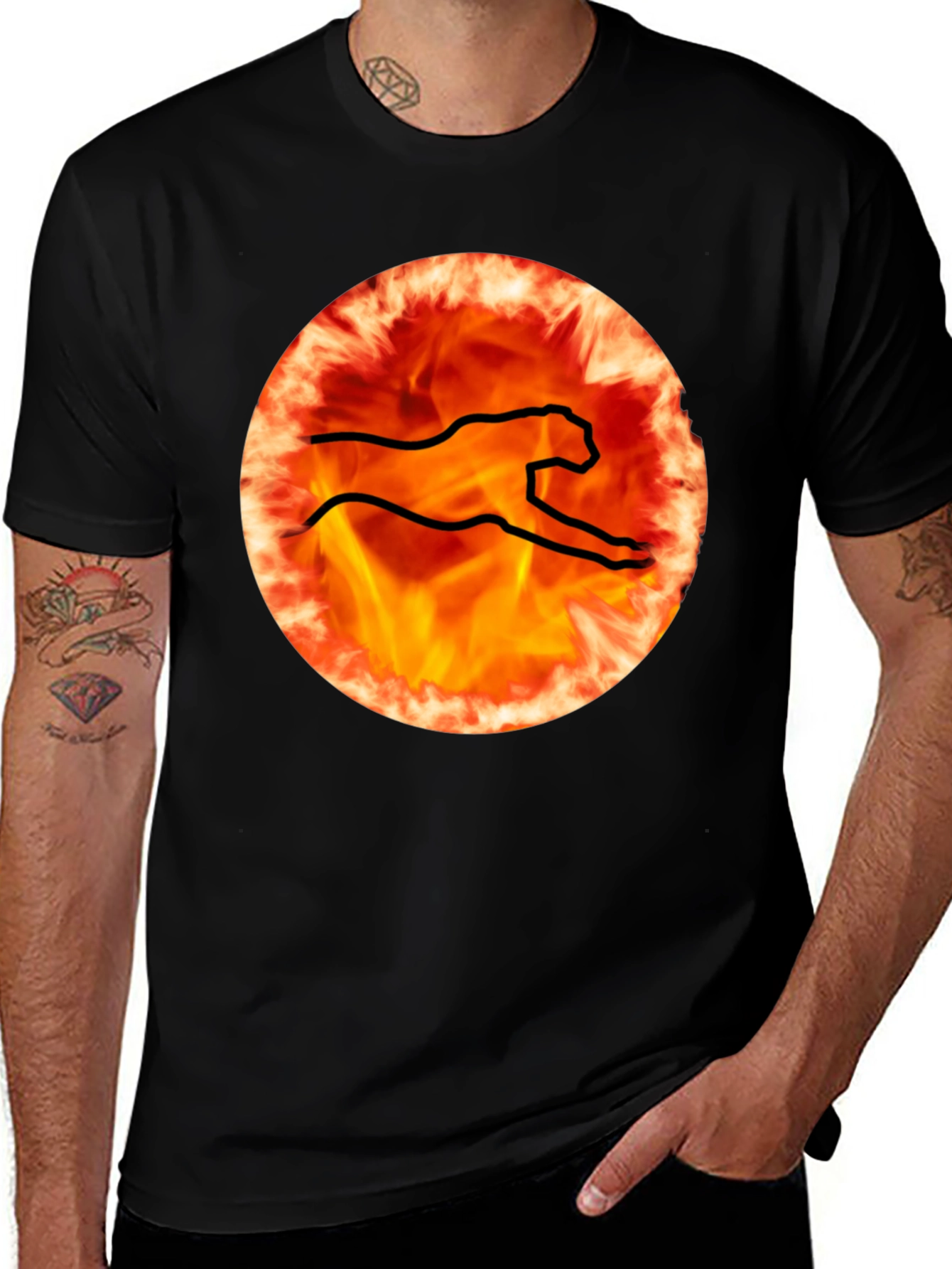 Variant 26 of Fiery Cheetah Graphic Tee - Black