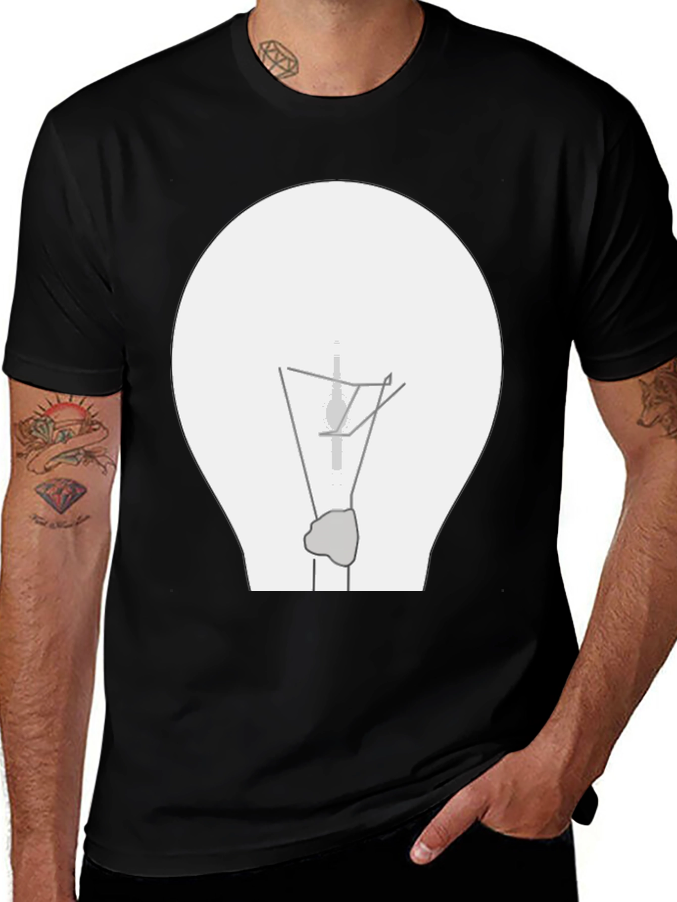 Variant 19 of Illuminating Idea: Black T-Shirt with Lightbulb Graphic