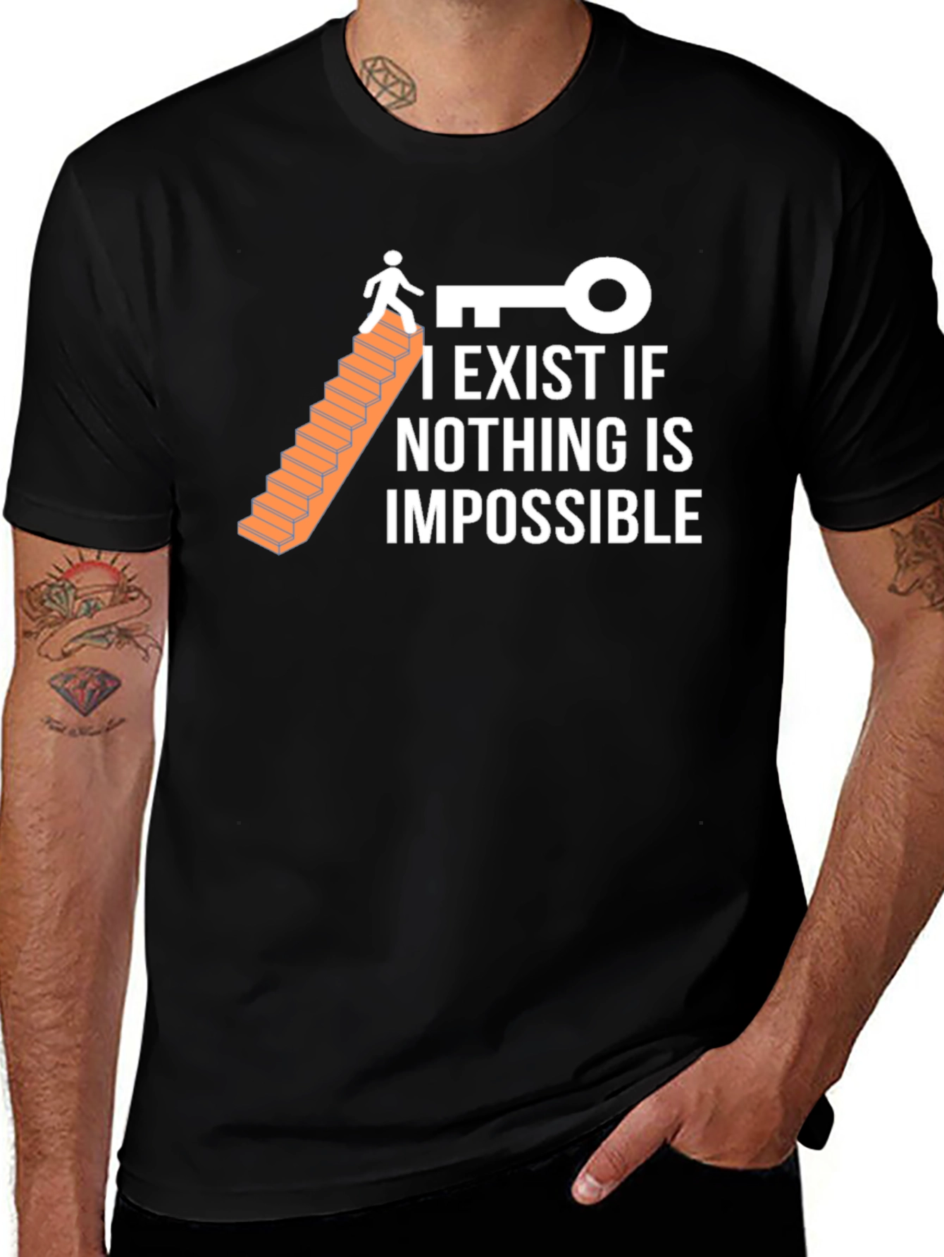 Variant 26 of Optimistic T-Shirt: I Exist If Nothing Is Impossible