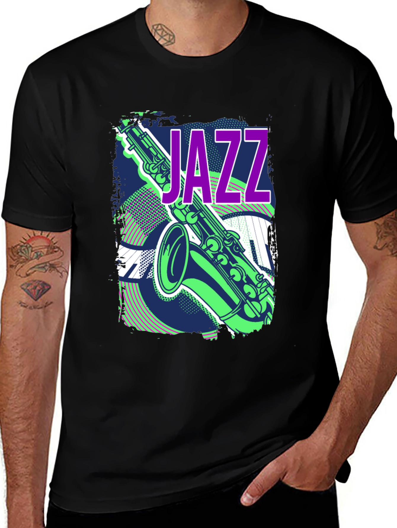 Variant 24 of Jazz Saxophone Graphic T-Shirt - Cool Musician Tee