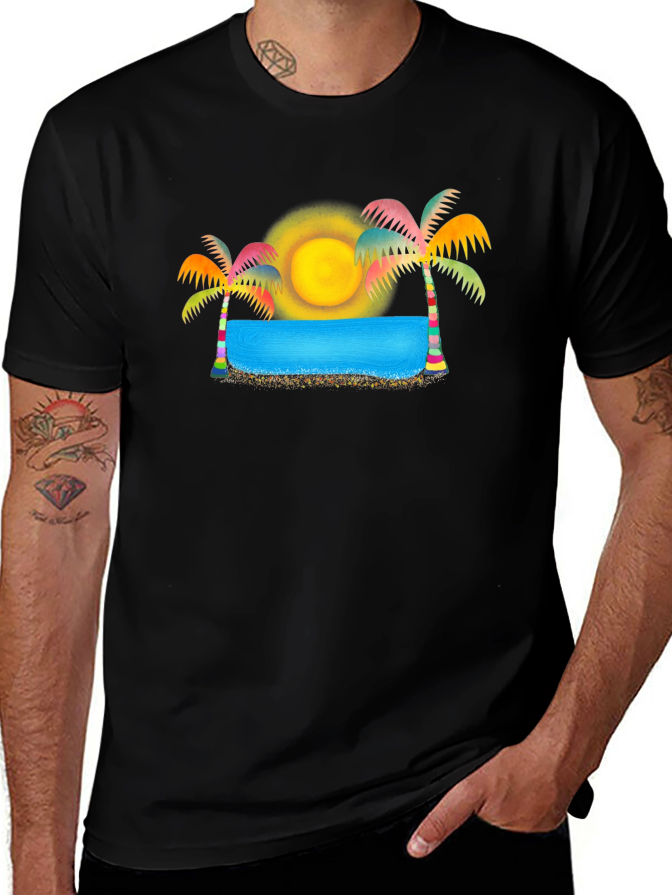 Variant 13 of Tropical Paradise Black T-Shirt