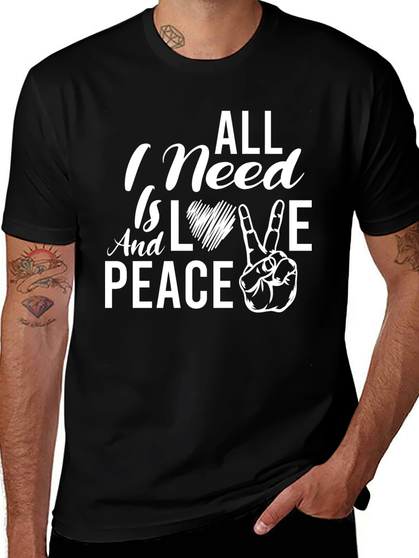 Variant 27 of All I Need is Love & Peace Graphic T-Shirt
