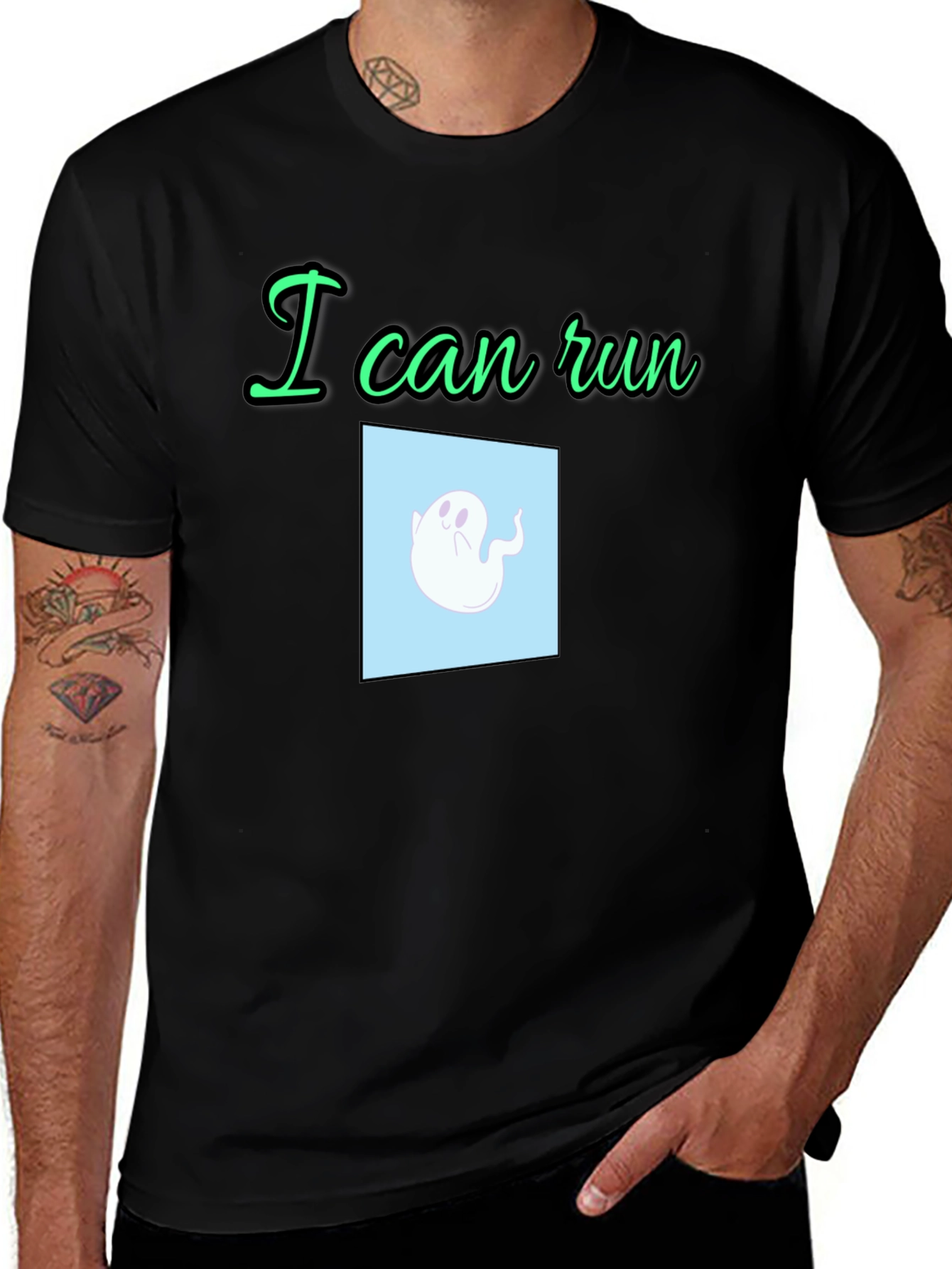 Funny Ghost Running Graphic T-Shirt
