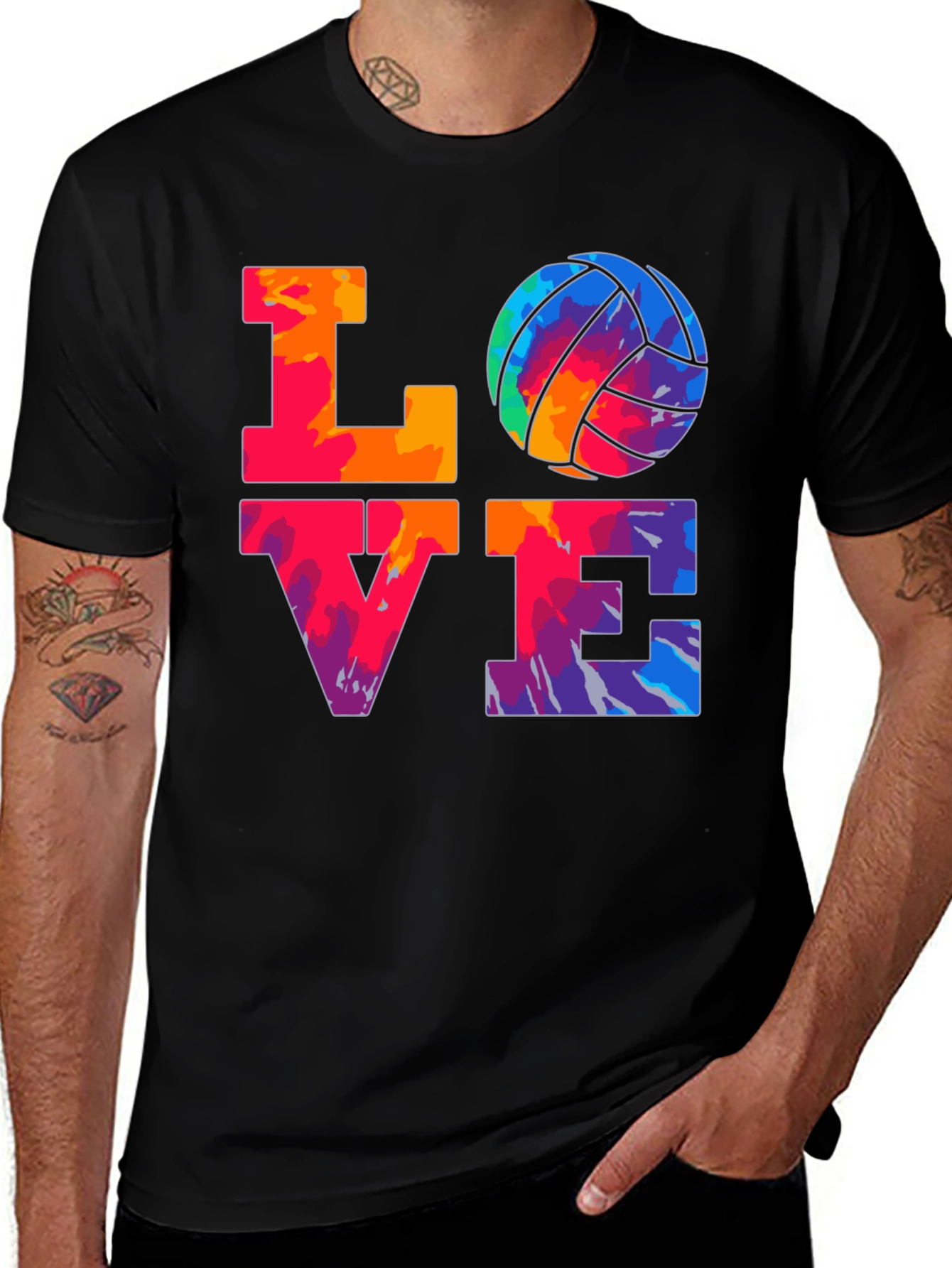 Variant 26 of LOVE Volleyball Graphic T-Shirt - Tie Dye Design