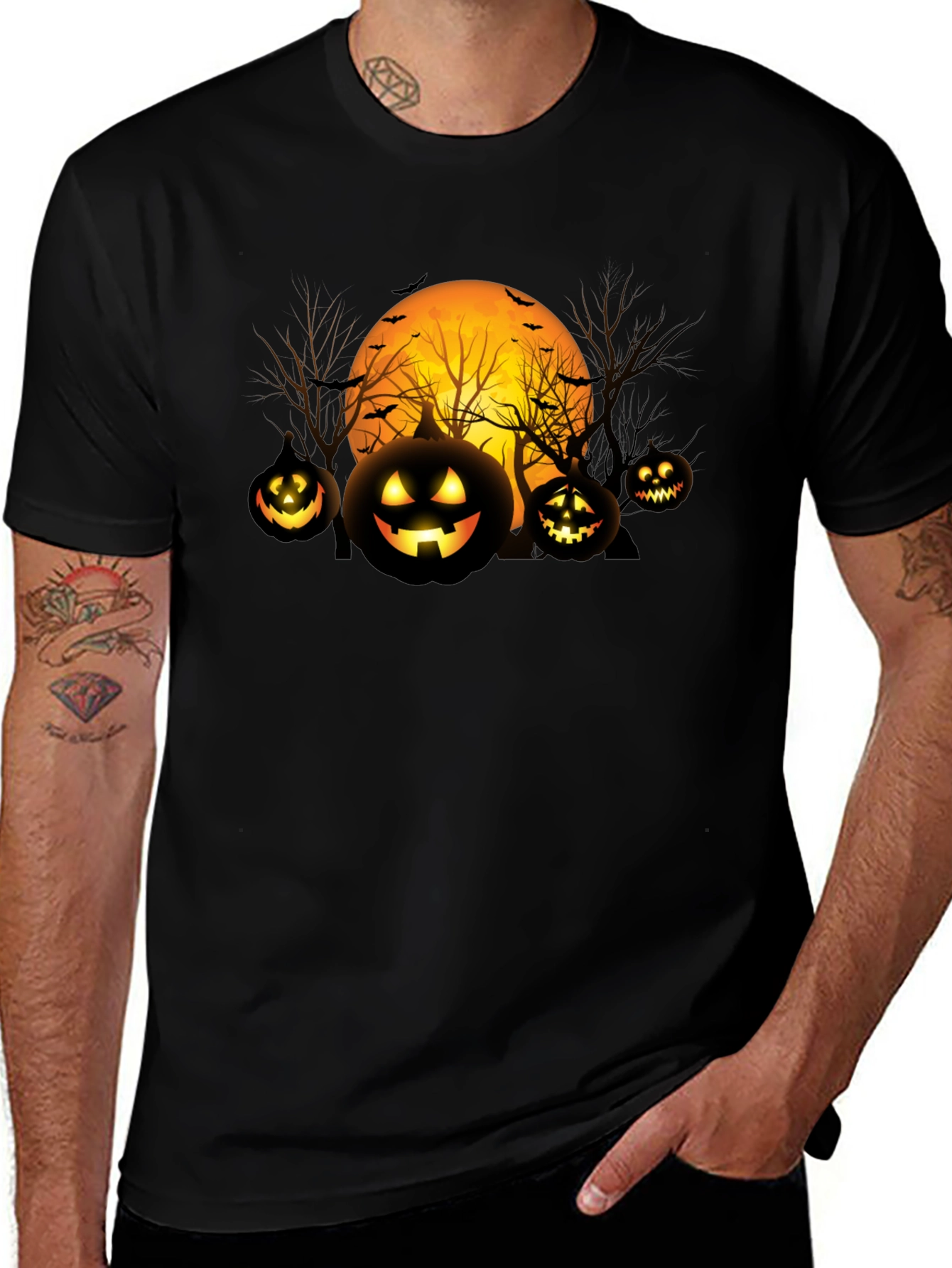 Halloween Pumpkin Moon Graphic T-Shirt