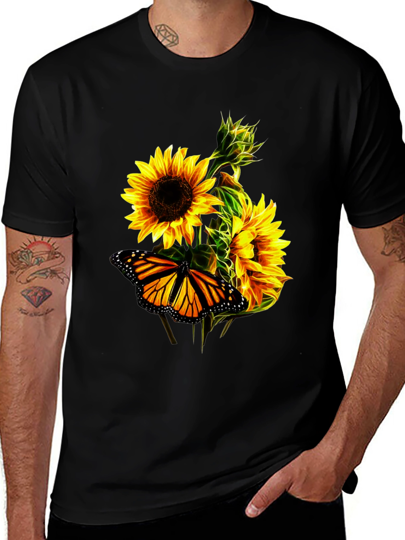 Variant 25 of Sunflower Butterfly Graphic Tee - Black