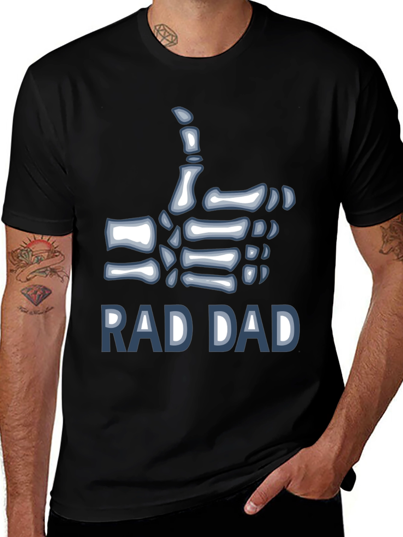 Black Rad Dad Skeleton Hand T-Shirt main image