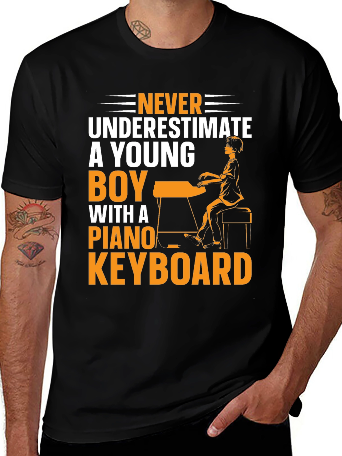 Never Underestimate Young Boy Piano Keyboard T-Shirt