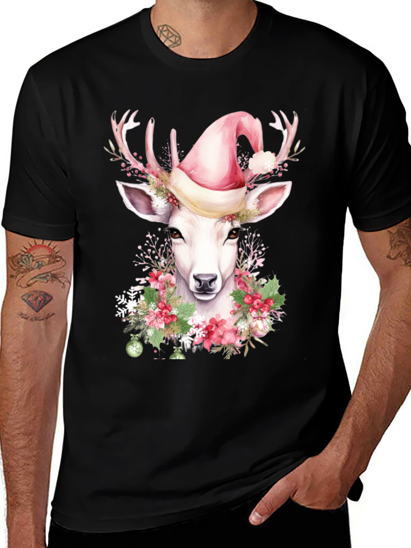 Variant 21 of Festive Deer Graphic Tee - Holiday Style