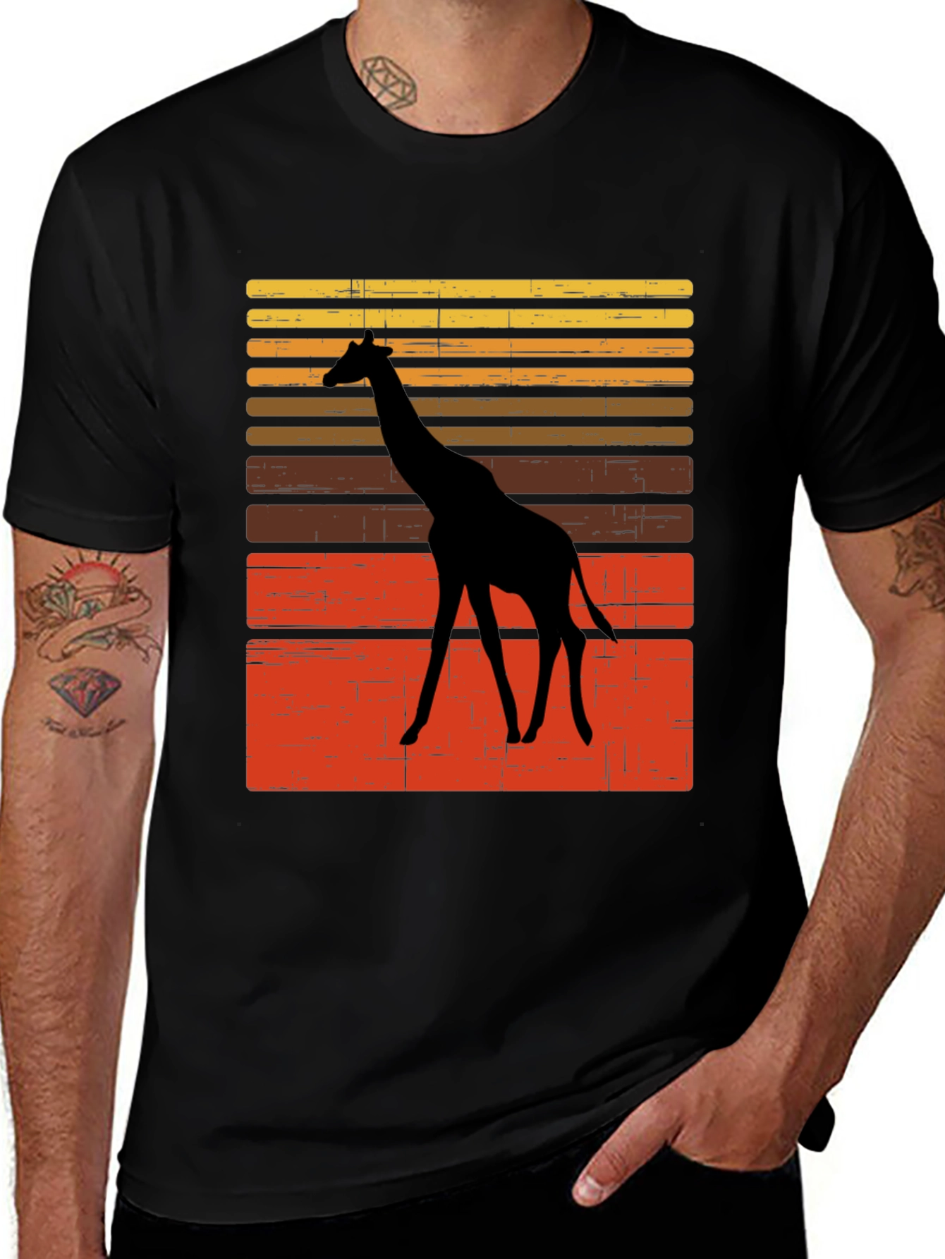 Variant 24 of Retro Giraffe Sunset Graphic Tee