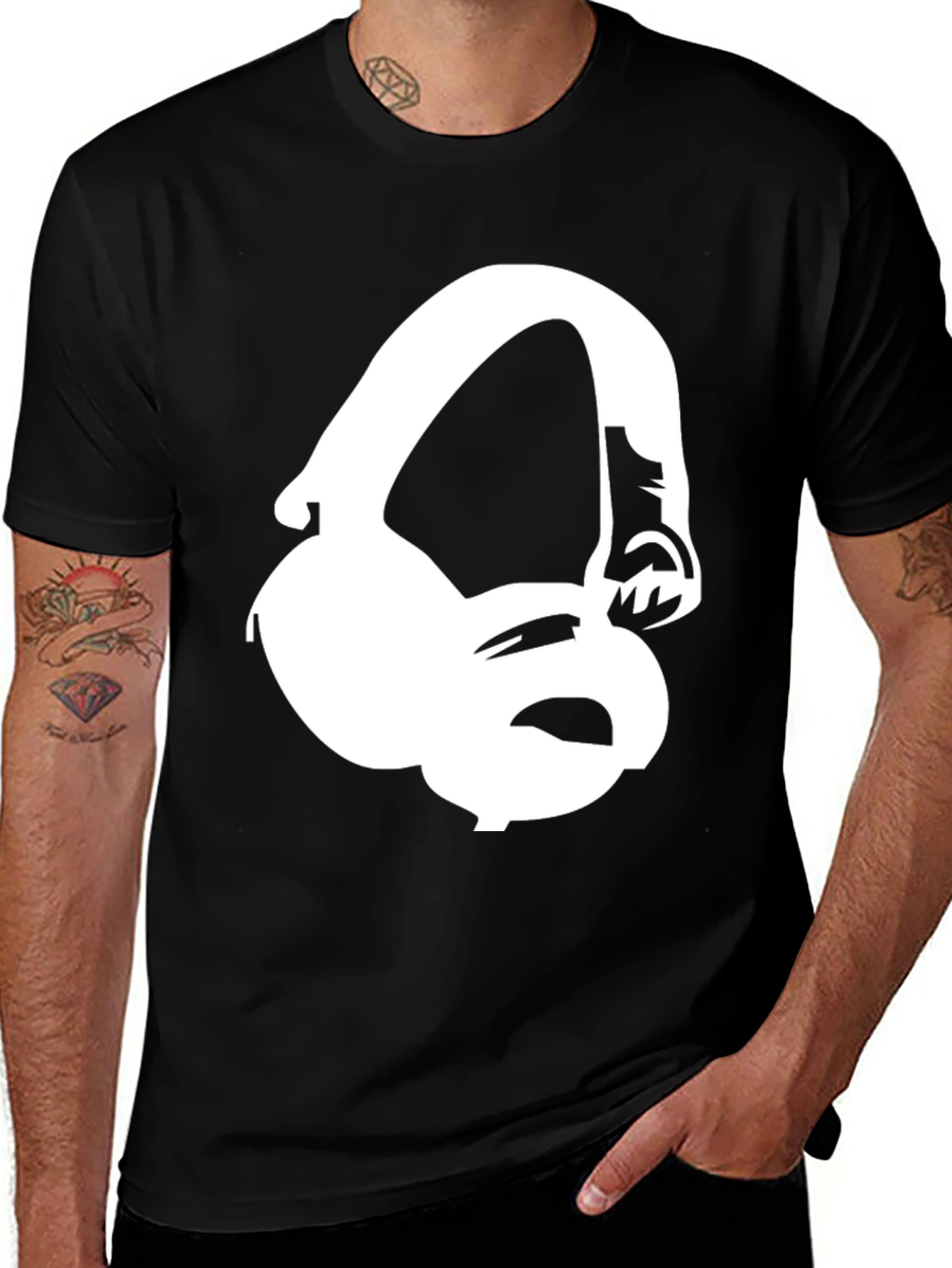 Variant 15 of Headphones Graphic T-Shirt - Black Casual Tee