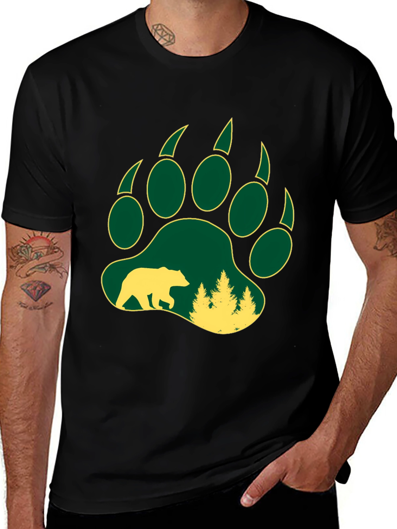 Variant 11 of Bear Paw Print T-Shirt - Nature Lover Tee