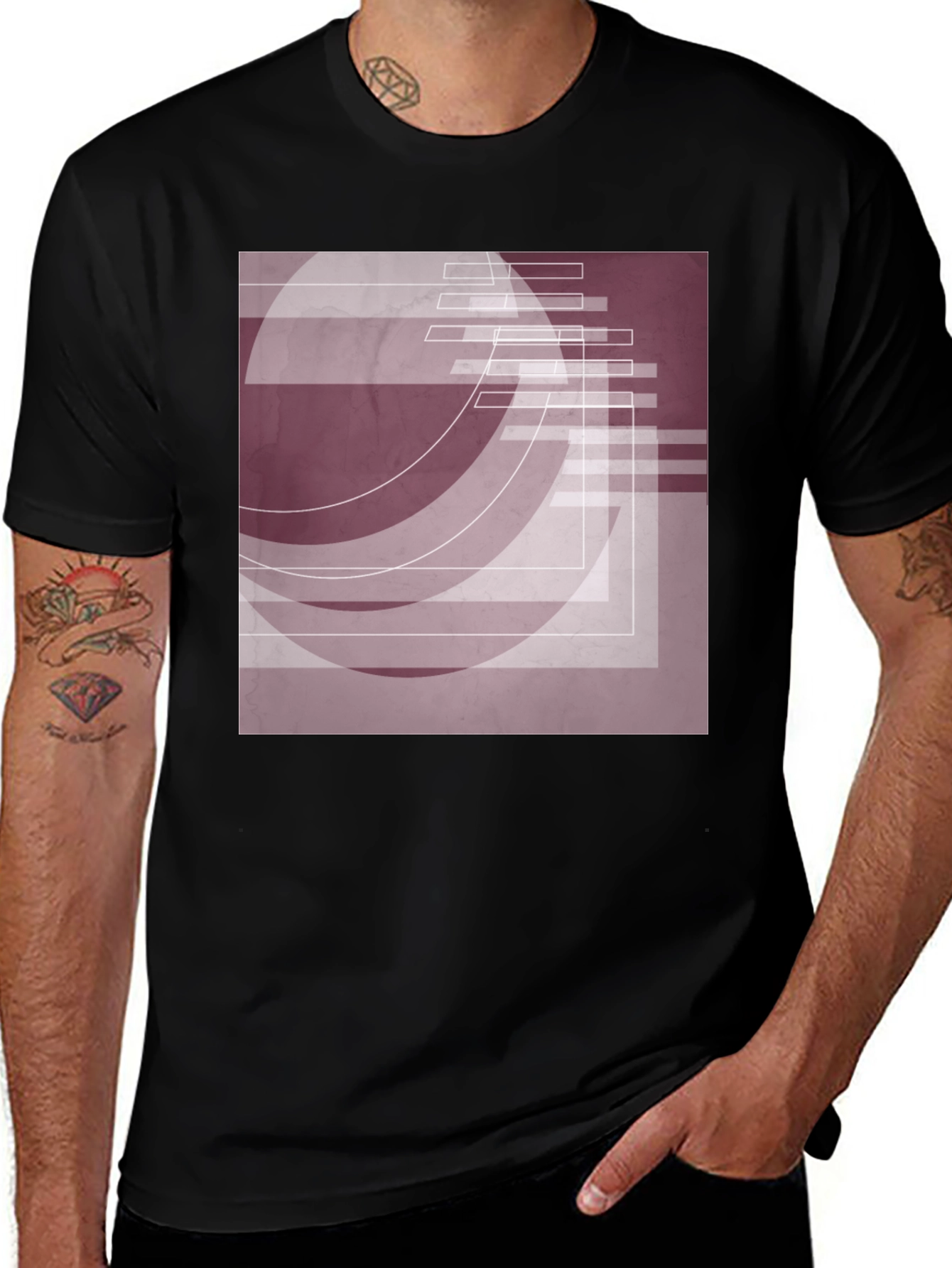 Variant 26 of Abstract Geometric Graphic Tee - Stylish Black Shirt
