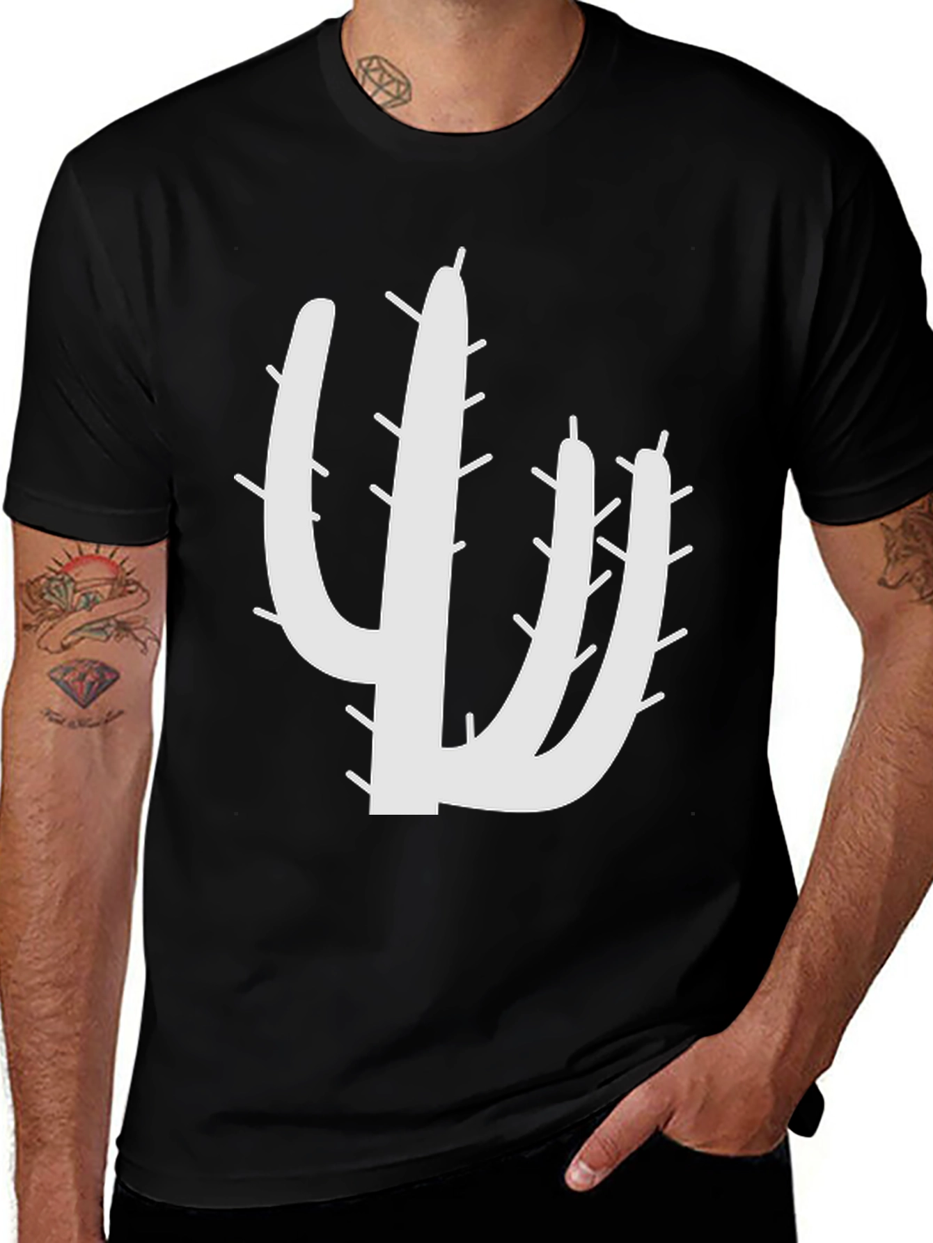 Variant 18 of Cactus Graphic Black T-Shirt