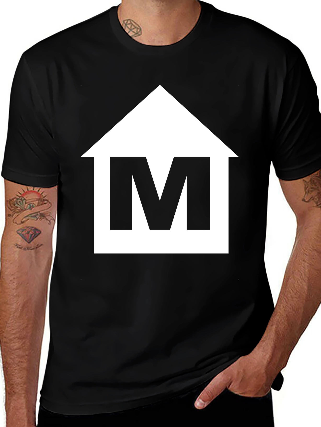 Variant 6 of Modern Black Tee with White M Home Graphic
