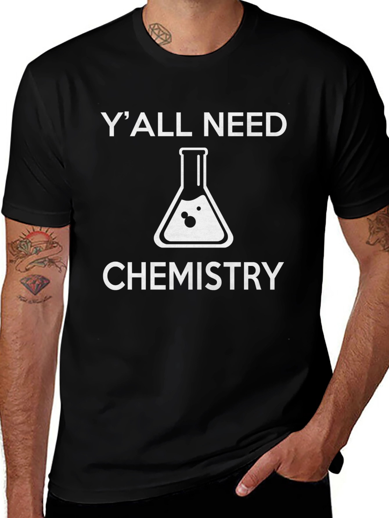 Black Funny Chemistry T-Shirt - "Y'all Need Chemistry"  main image