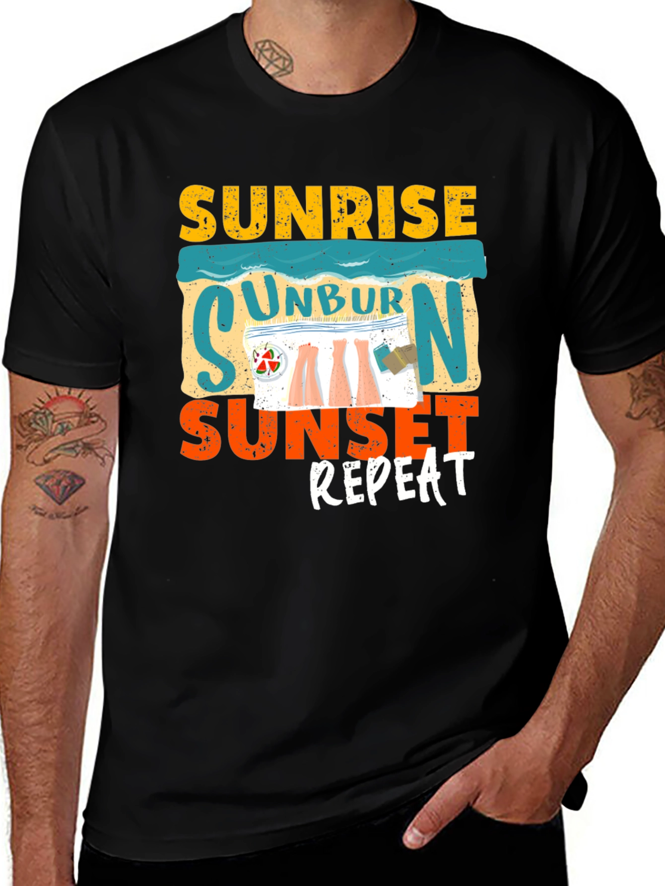 Variant 16 of Sunrise Unburn Sunset Repeat Graphic Tee