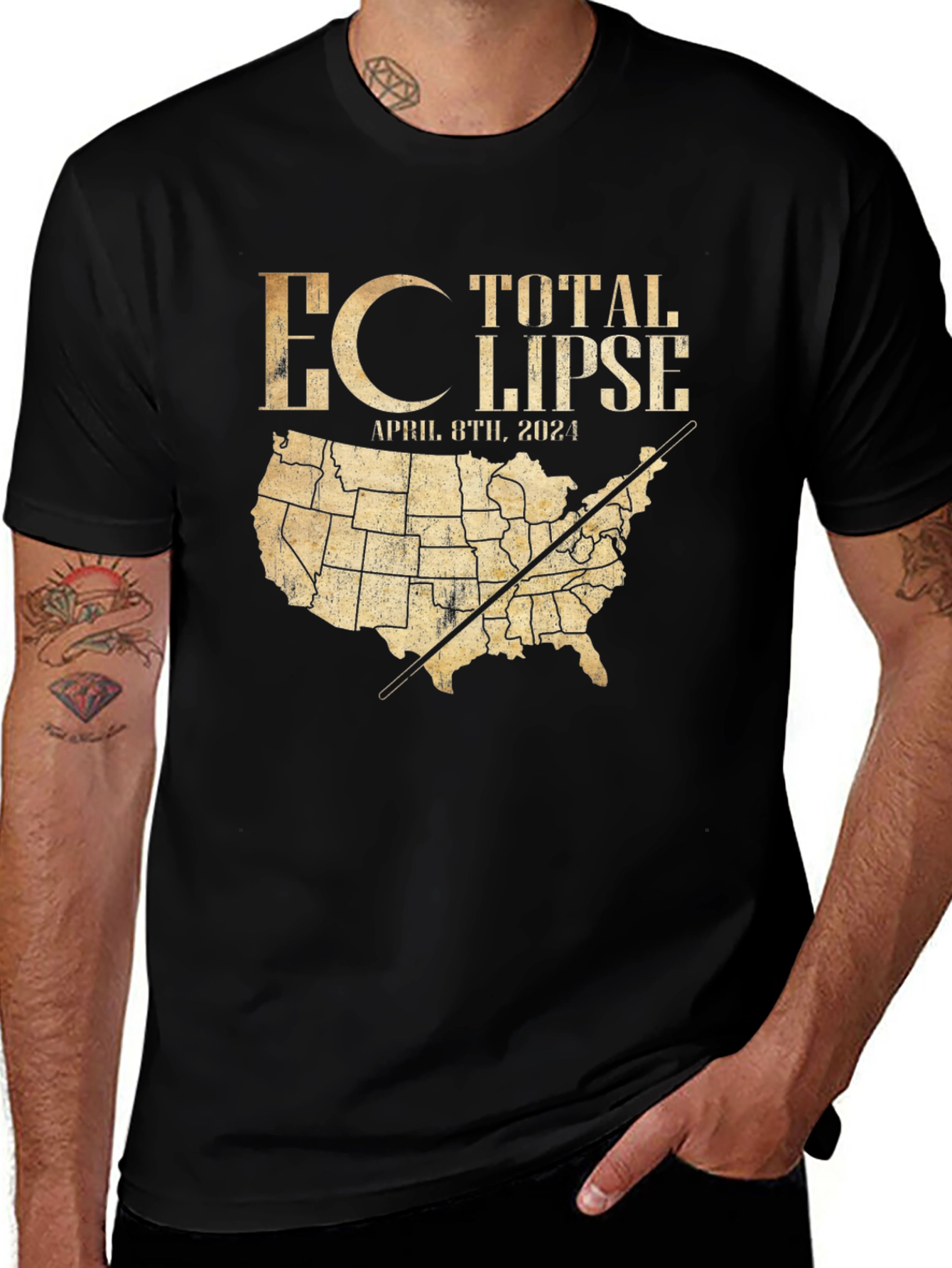 Variant 20 of Total Eclipse April 8th 2024 USA Map T-Shirt