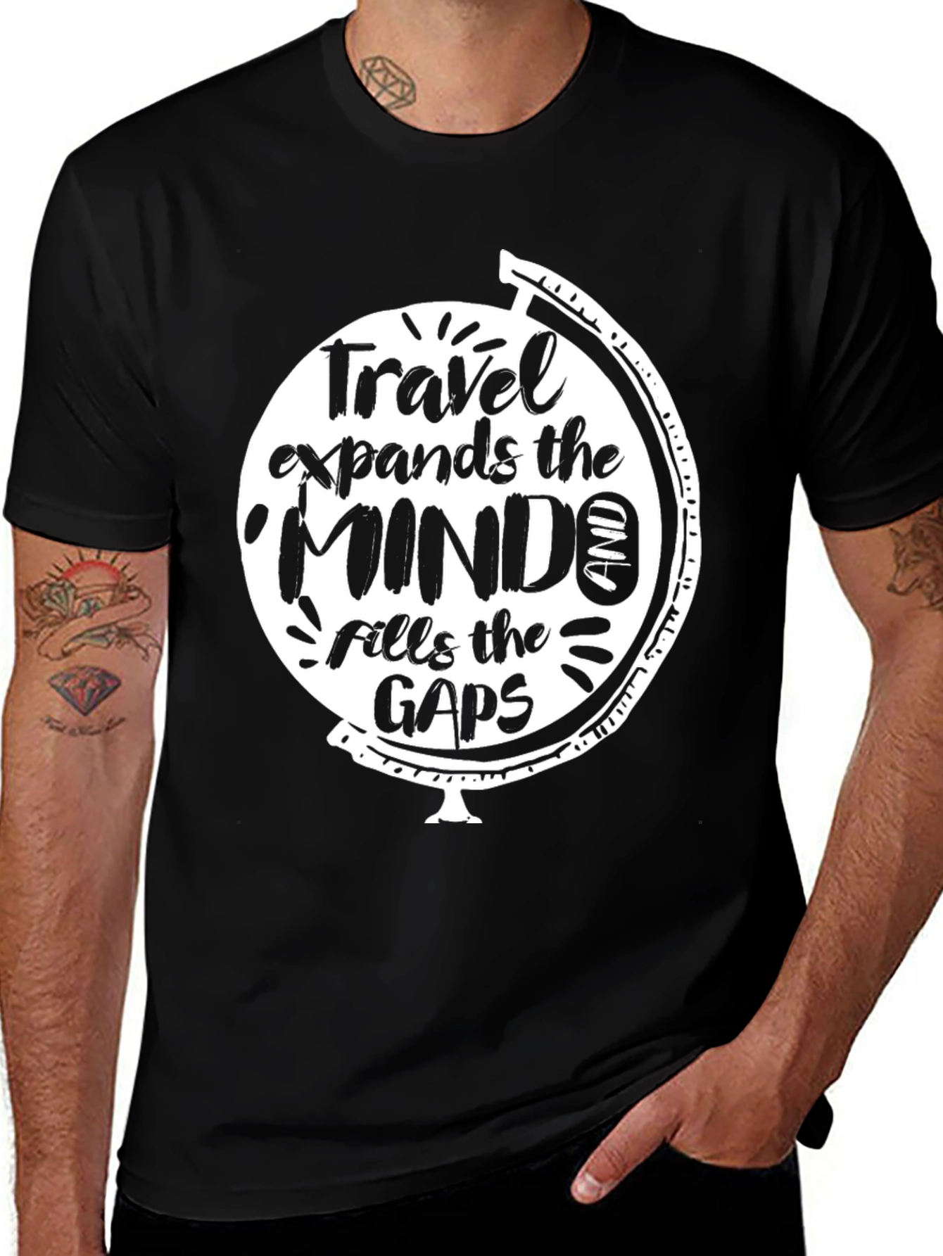 Variant 17 of Travel Expands the Mind Black Graphic Tee