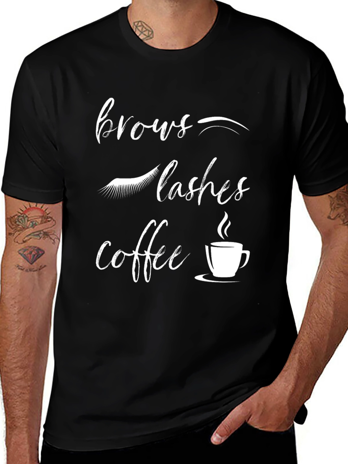 Brows Lashes Coffee T-Shirt - Beauty Lover Tee