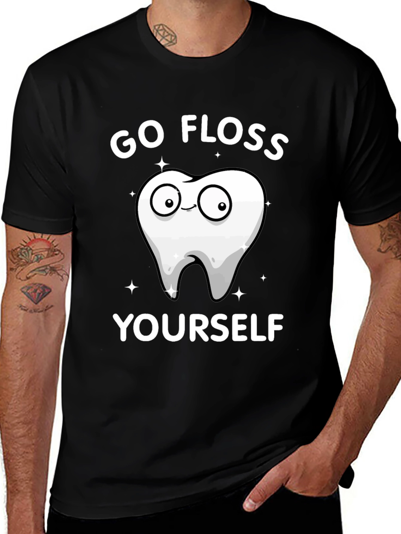 Variant 13 of Go Floss Yourself Graphic Tee - Black Cotton T-Shirt