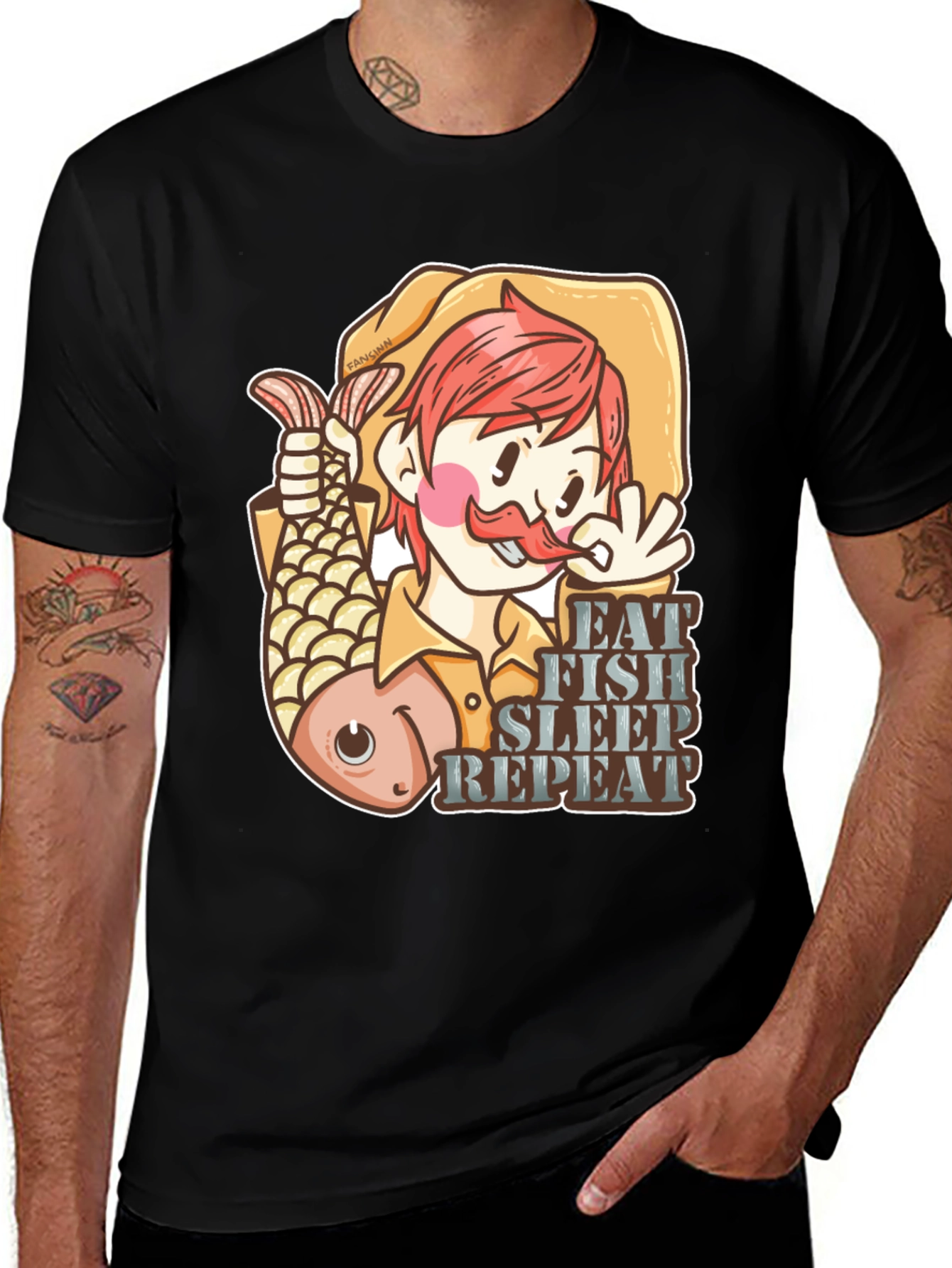 Variant 16 of Eat Fish Sleep Repeat T-Shirt Funny Fisherman Tee