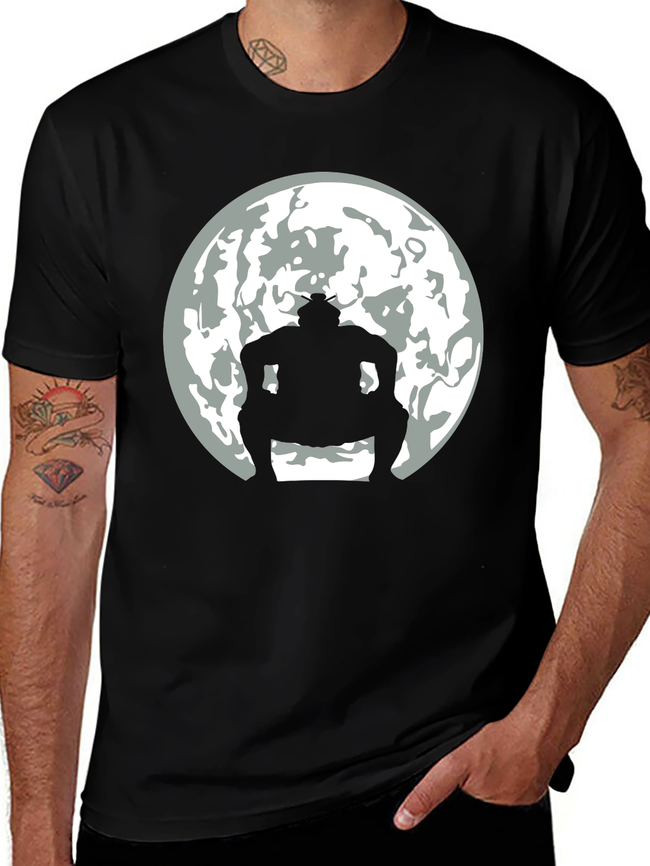 Variant 3 of Sumo Silhouette Moon Graphic T-Shirt