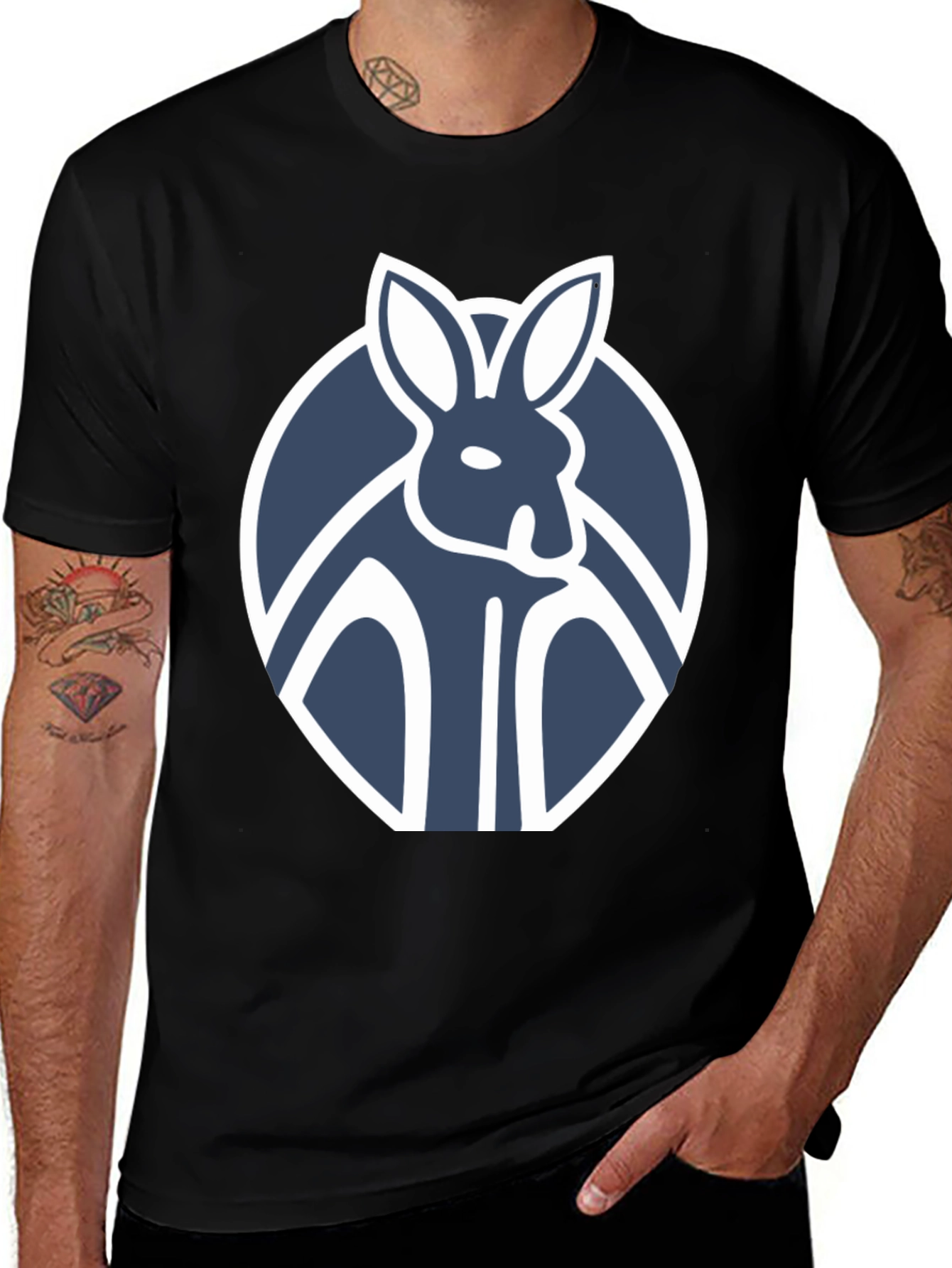 Variant 21 of Rabbit Graphic Tee - Men's Black Cotton T-Shirt