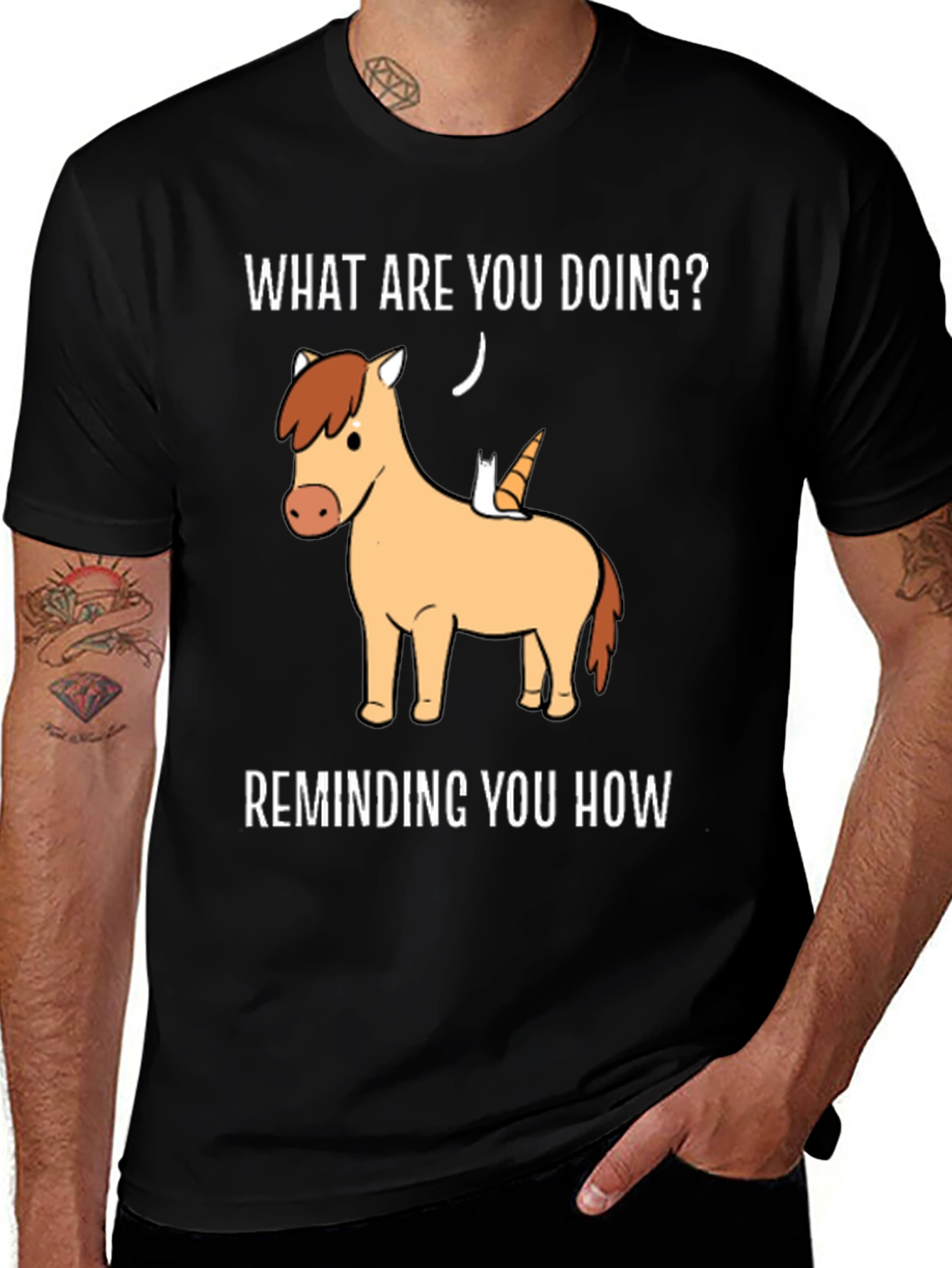 Variant 10 of Funny Unicorn & Cat T-Shirt - What Are You Doing?