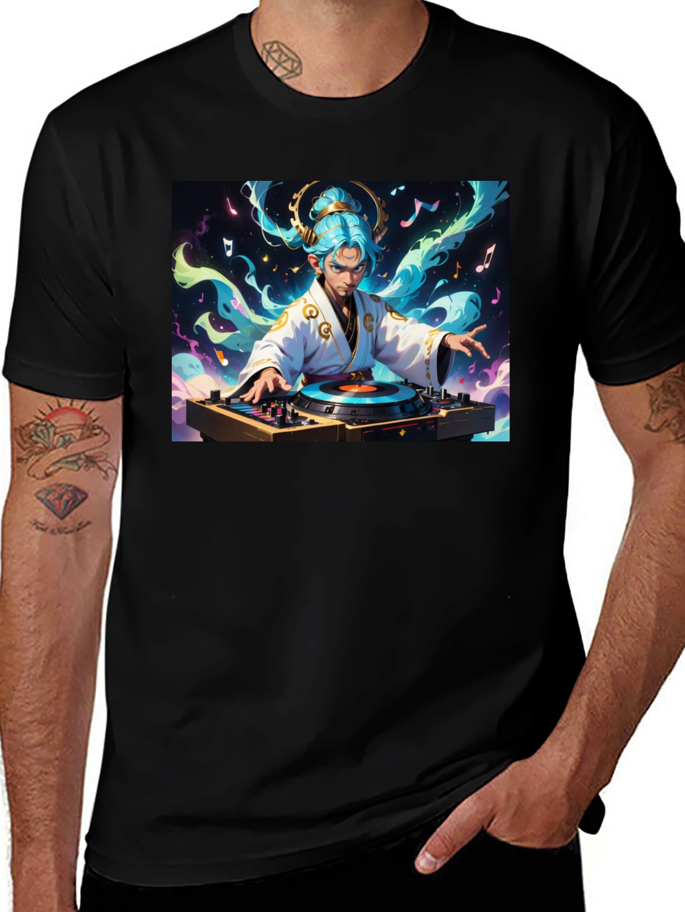 Variant 27 of DJ Anime Graphic T-Shirt - Black