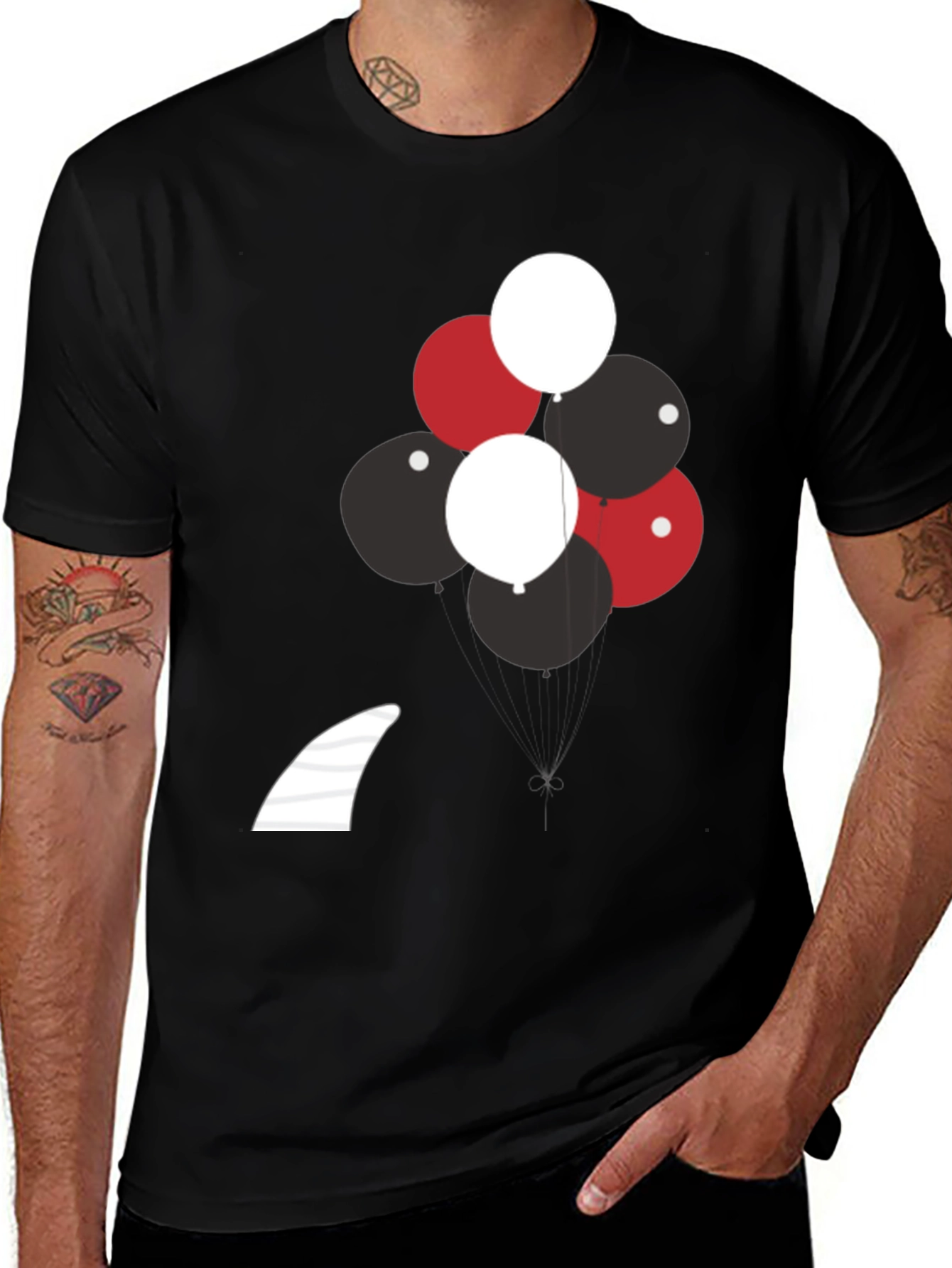 Variant 20 of Balloons & Shark Fin Black T-Shirt