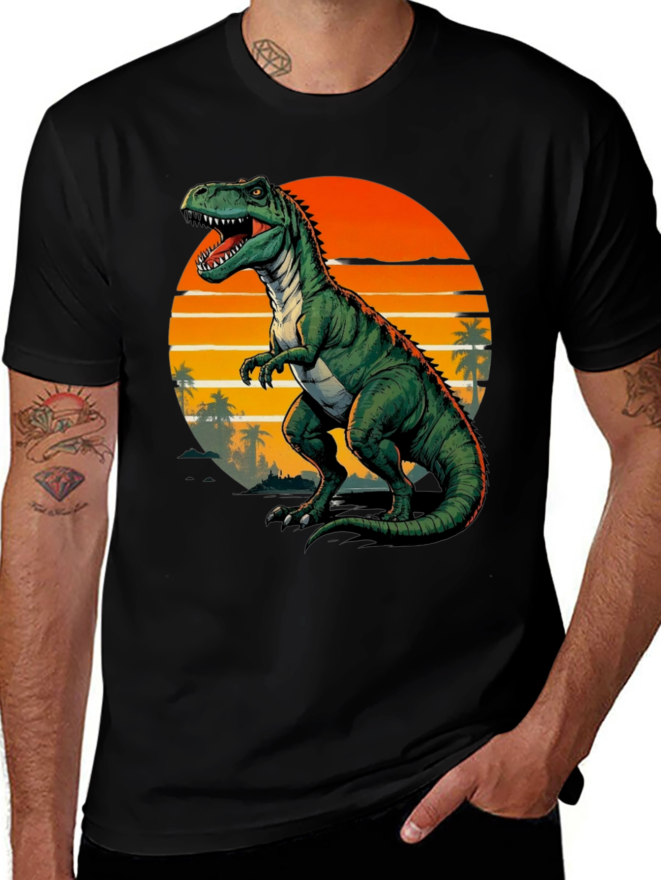 Variant 17 of Retro Dinosaur T-Shirt - Jurassic Sunset Tee