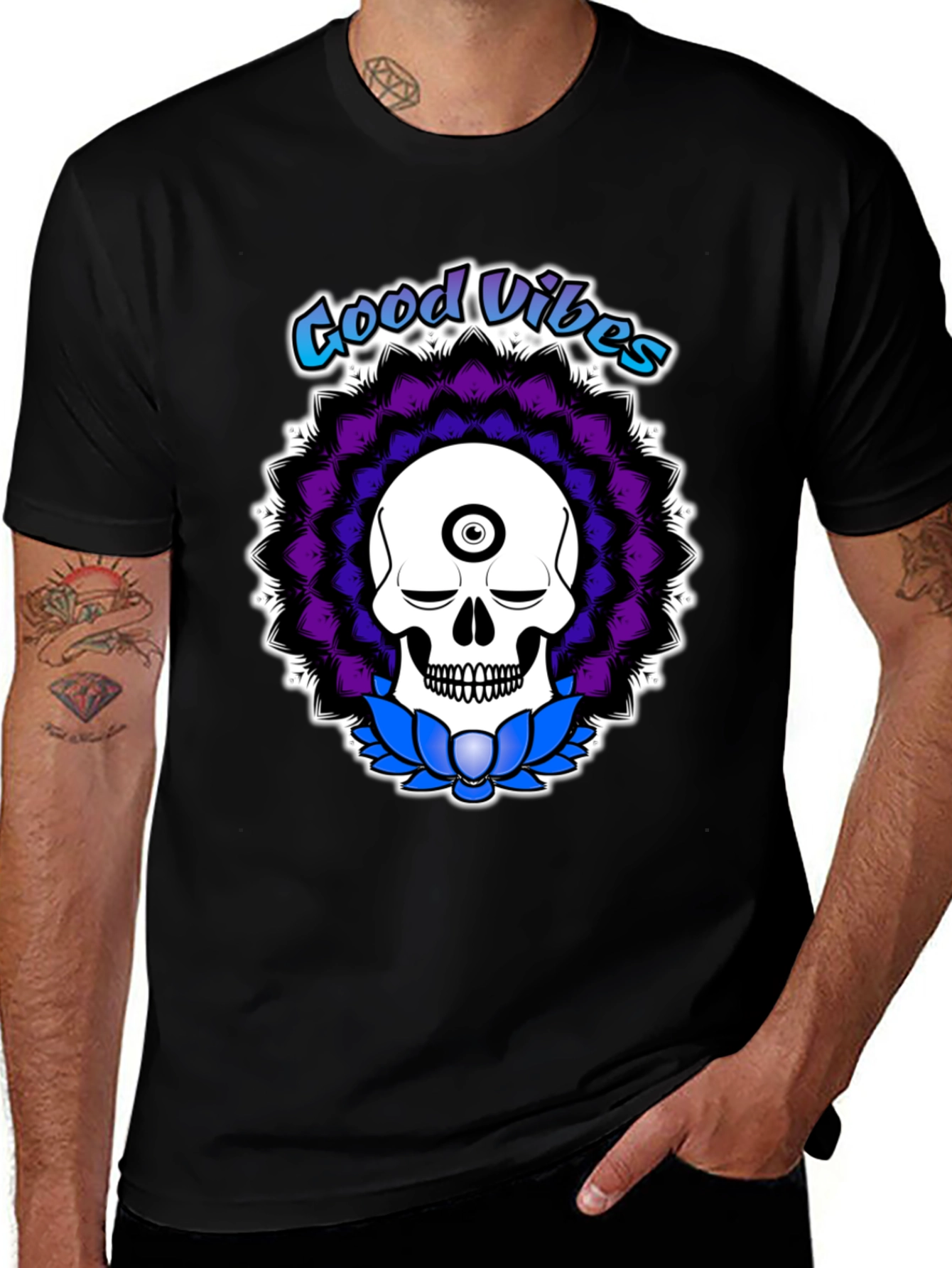 Variant 28 of Good Vibes Skull Graphic Tee