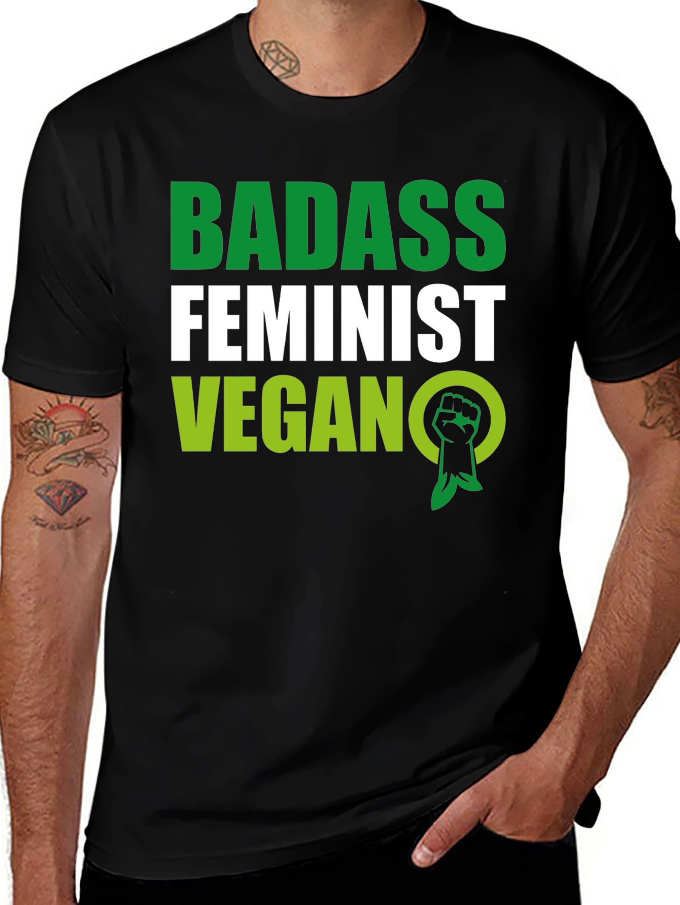 Variant 26 of Badass Feminist Vegan T-Shirt