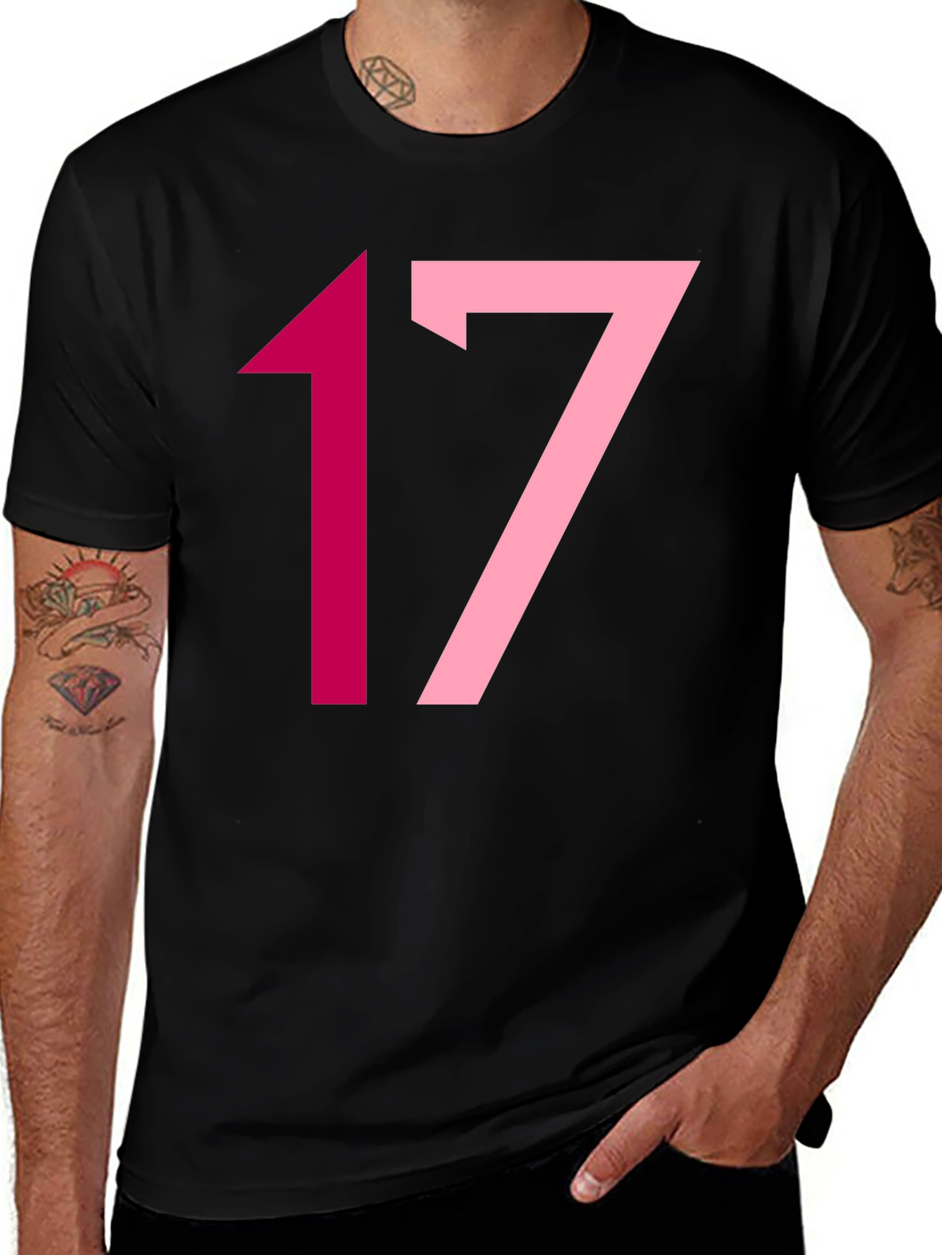 Trendy '17' Graphic Black T-Shirt