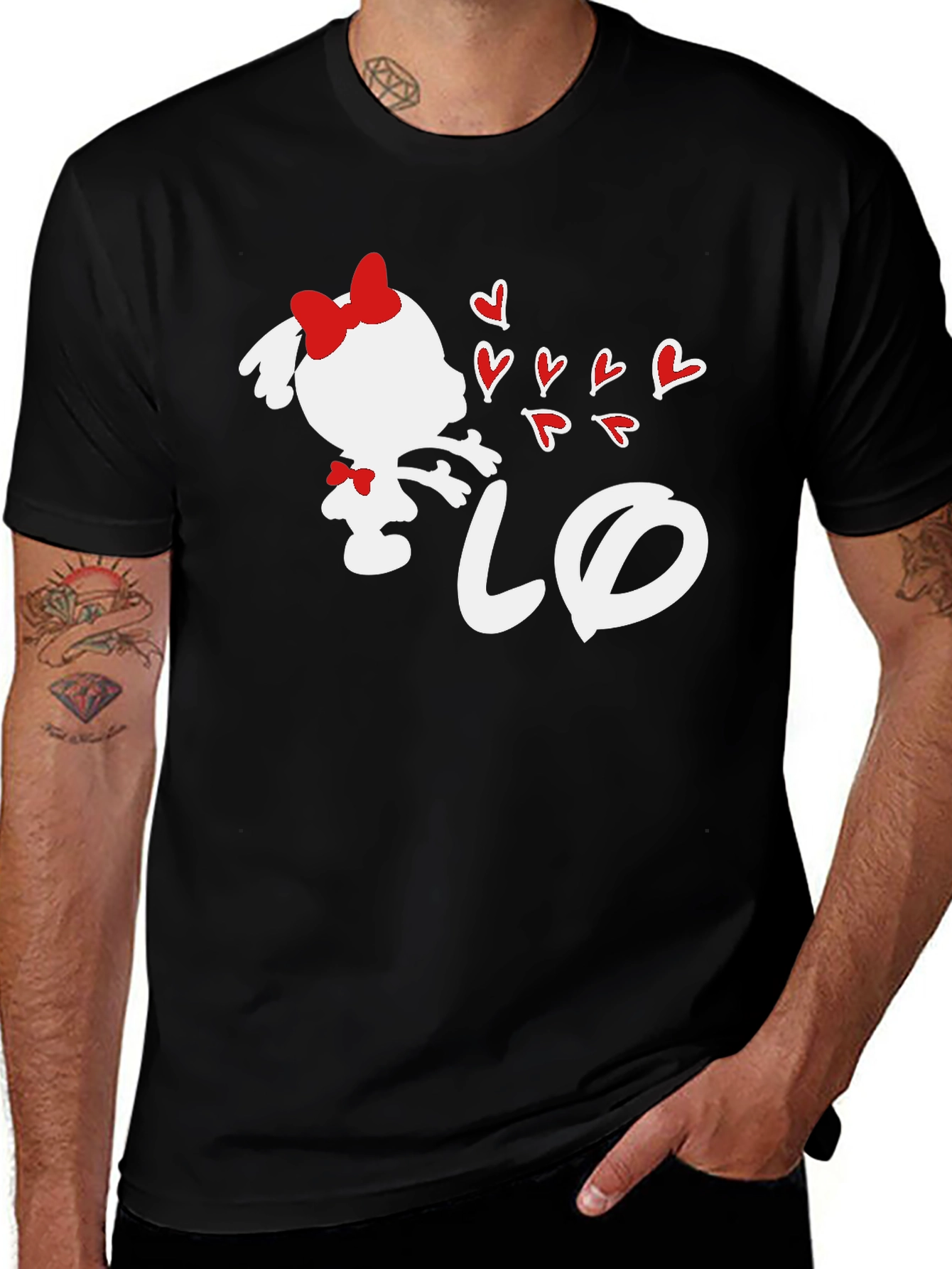 Variant 21 of Girl Blowing Hearts Graphic Tee