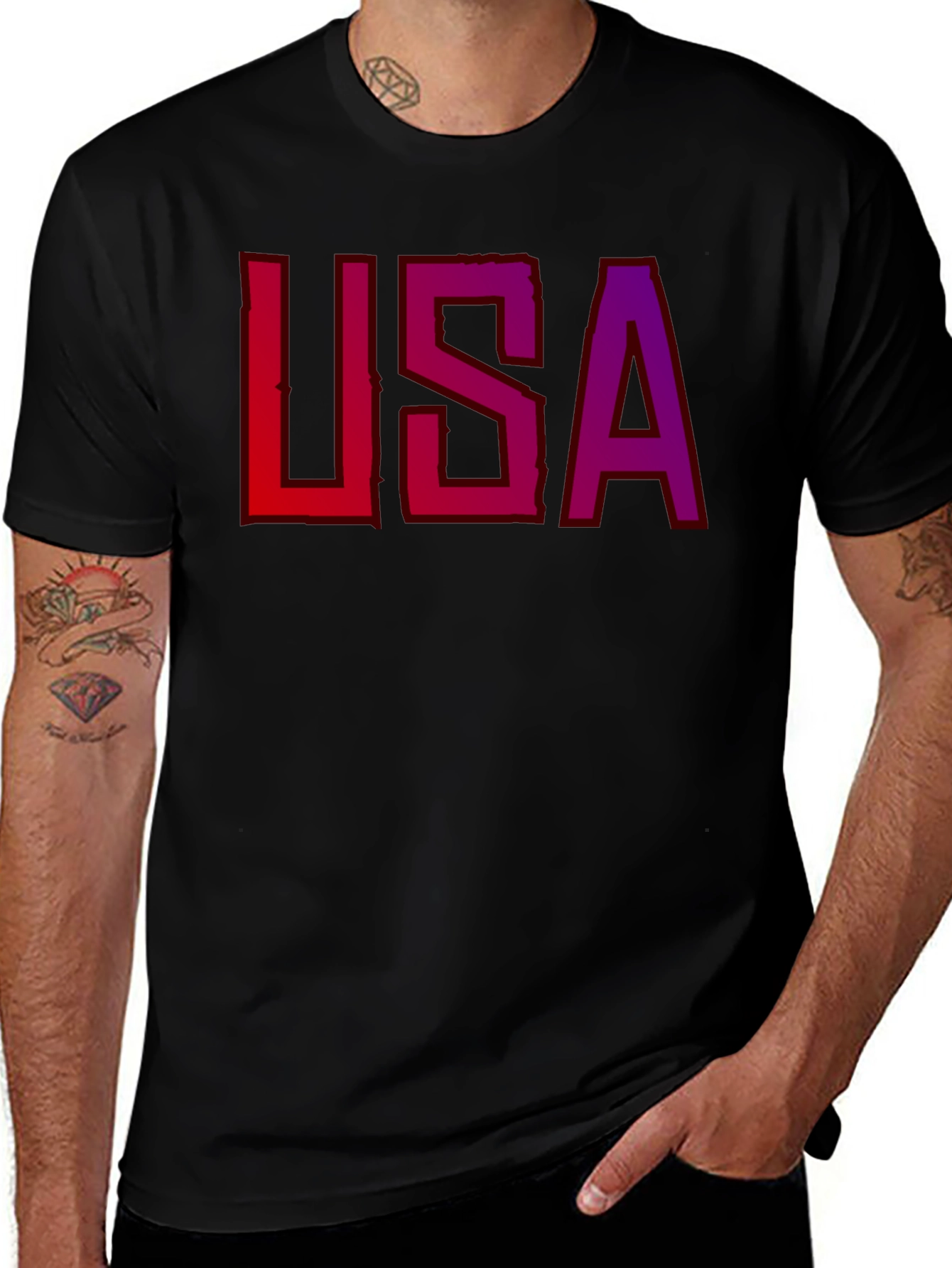 Variant 27 of USA Graphic Print Crew Neck Short Sleeve T-Shirt